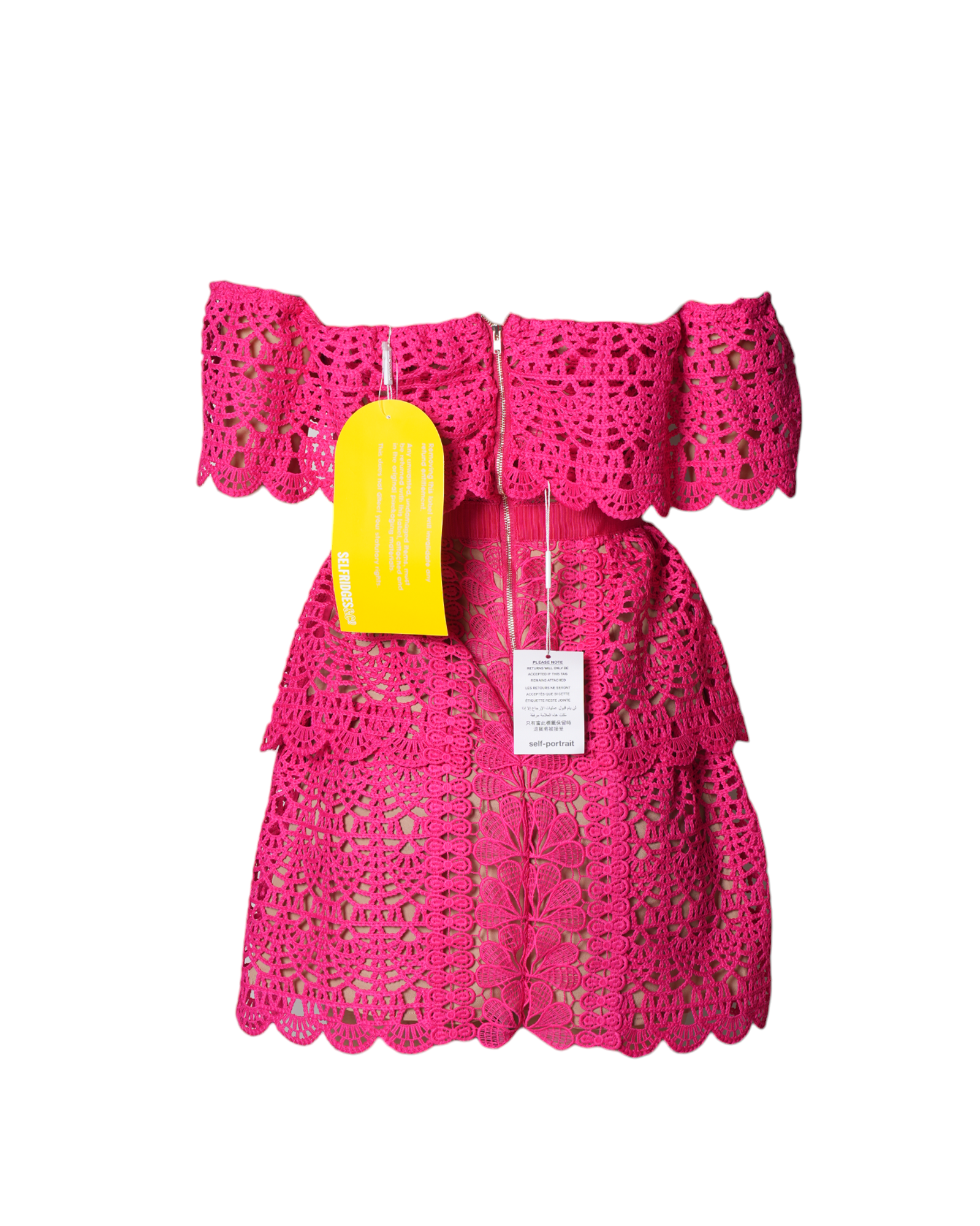 New Self Portrait Off-Shoulder Mini Lace Dress