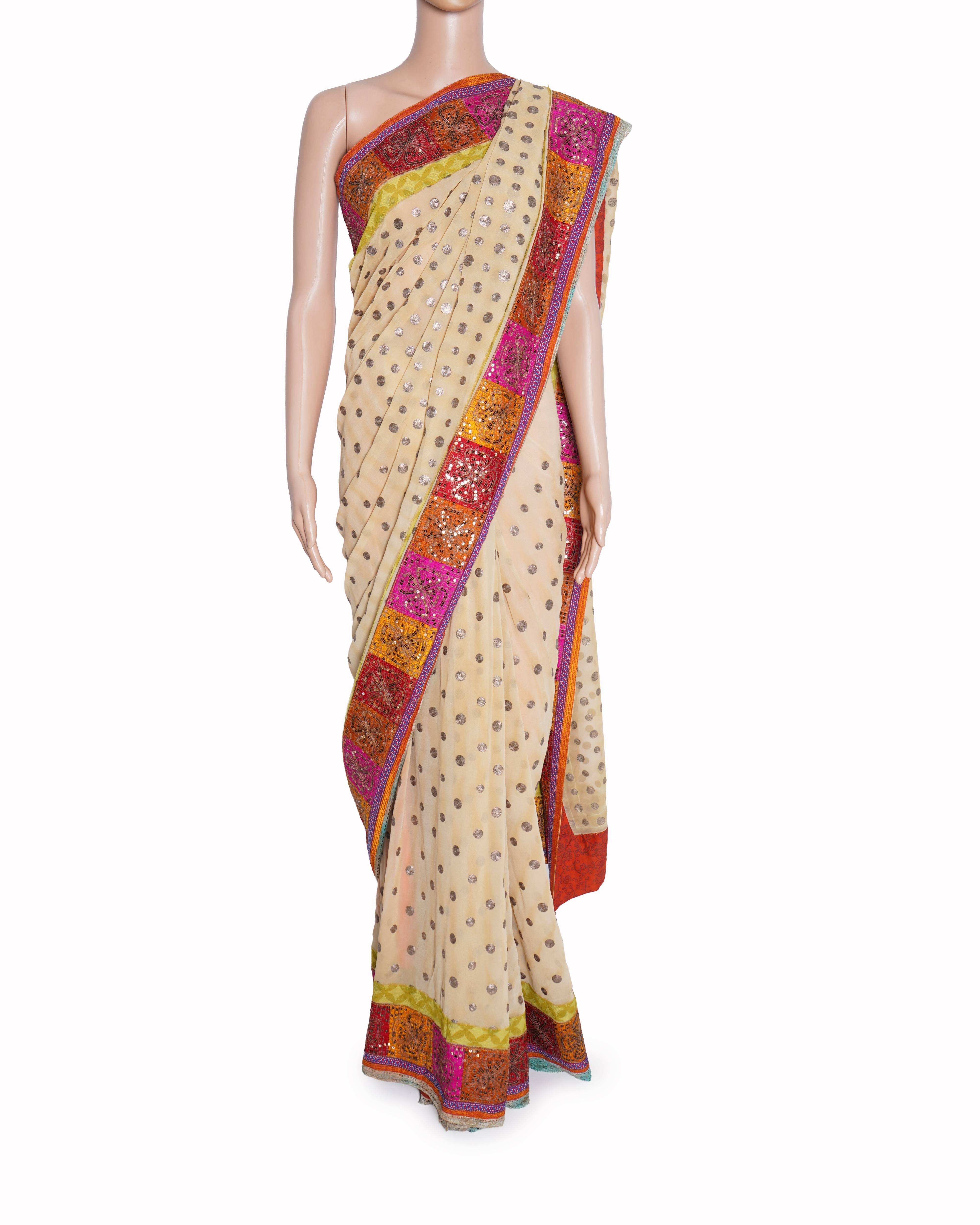 Anamika Khanna Sequin Thick Border Saree