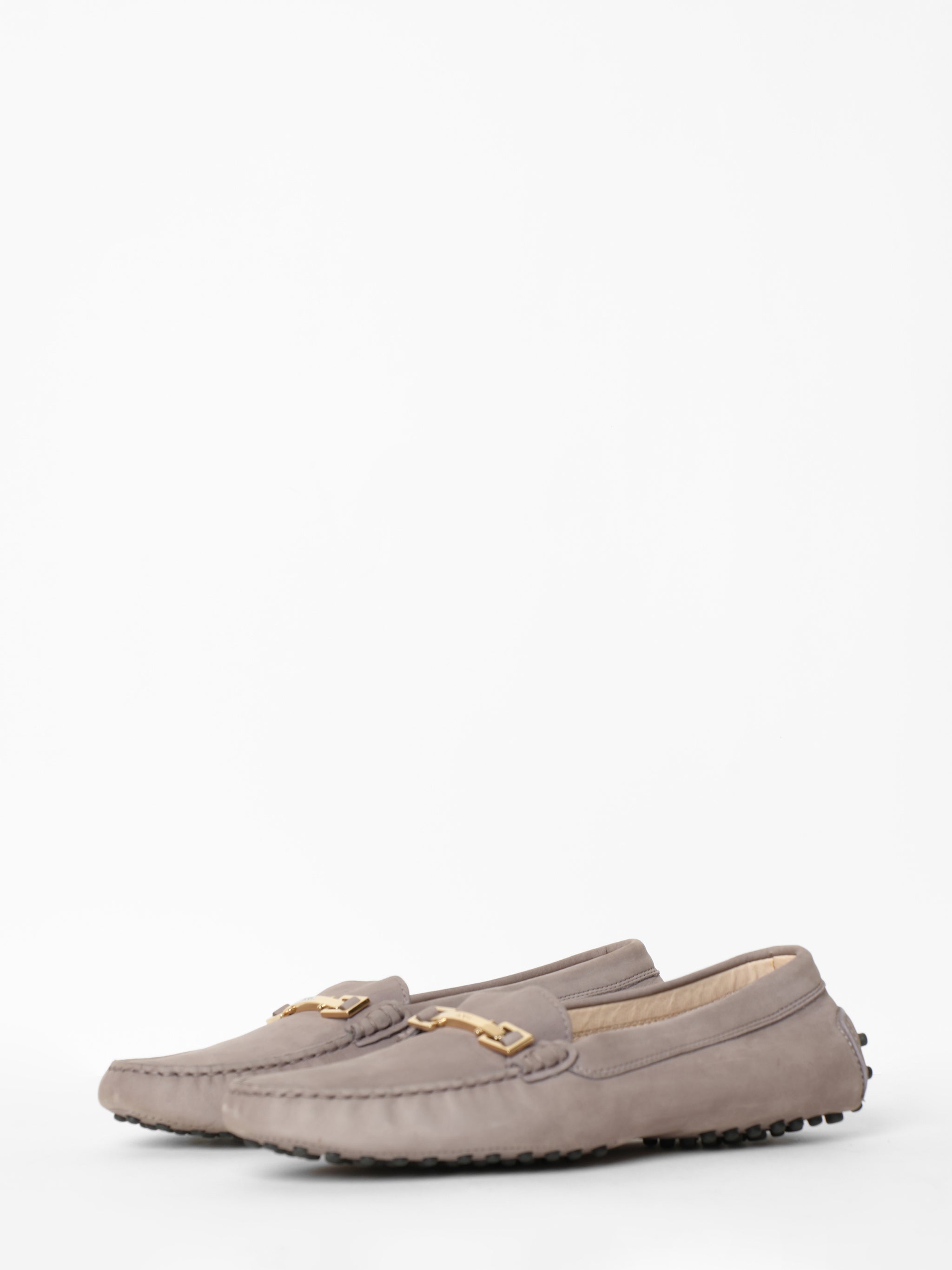 Tod's Beige Leather Buckle Slip On Loafers