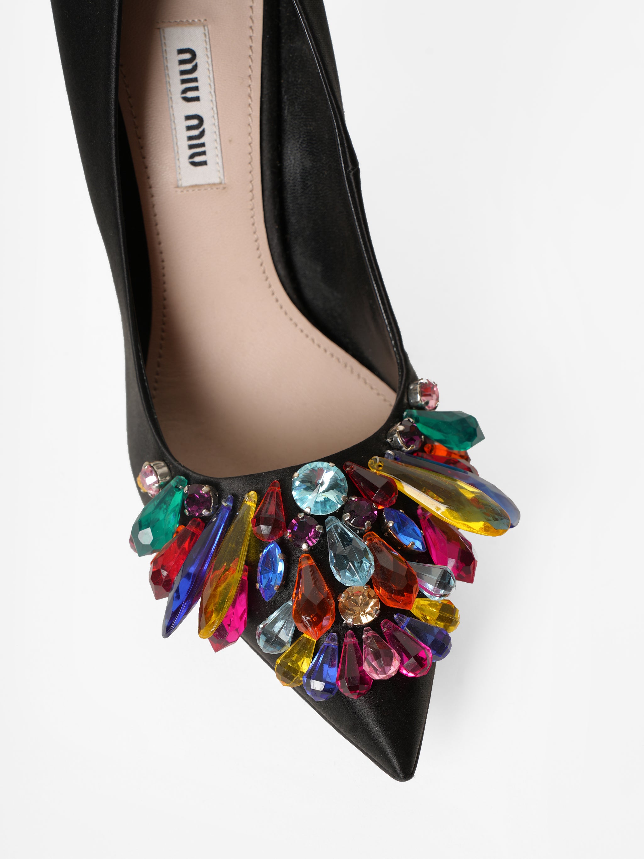 New Miu Miu Shoes In Candy Crush Embelishment Multi Colour Crystal Mules