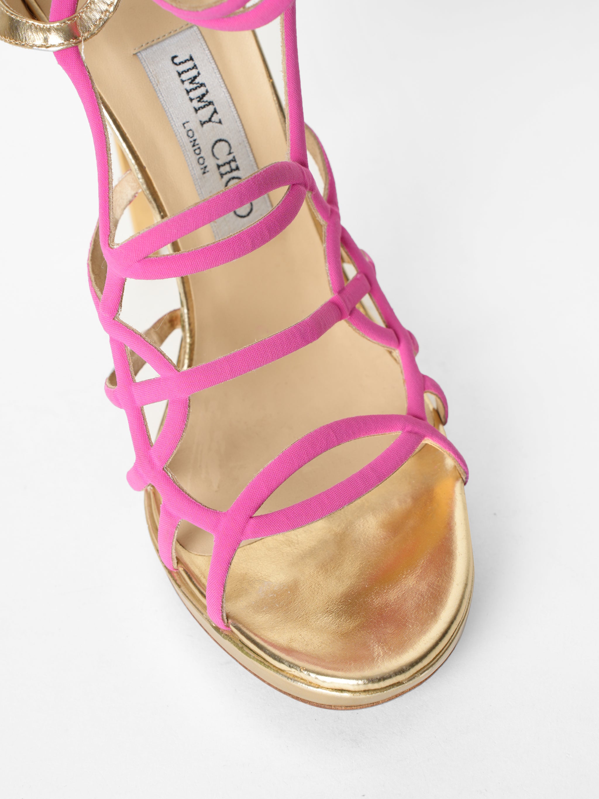Jimmy Choo Suede Gladiator Sandals Pink/Gold