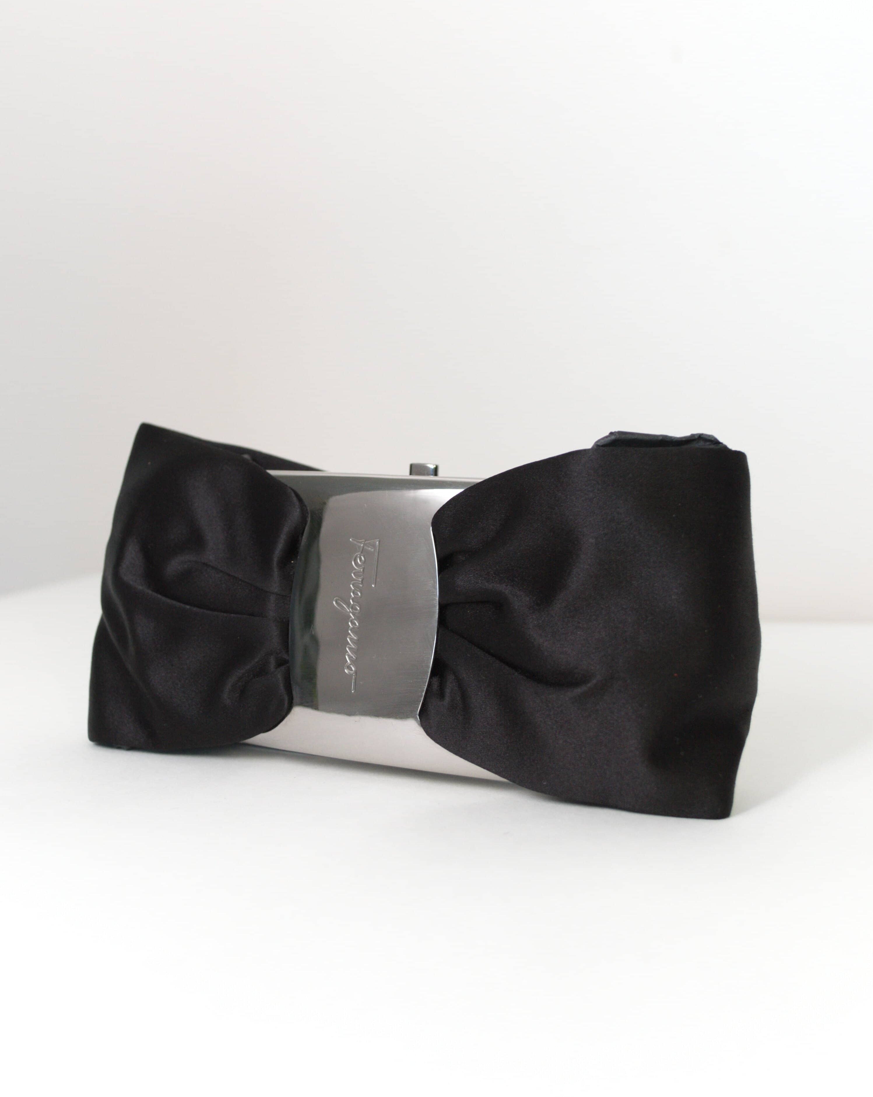 Ferragamo Black Bow Clutch