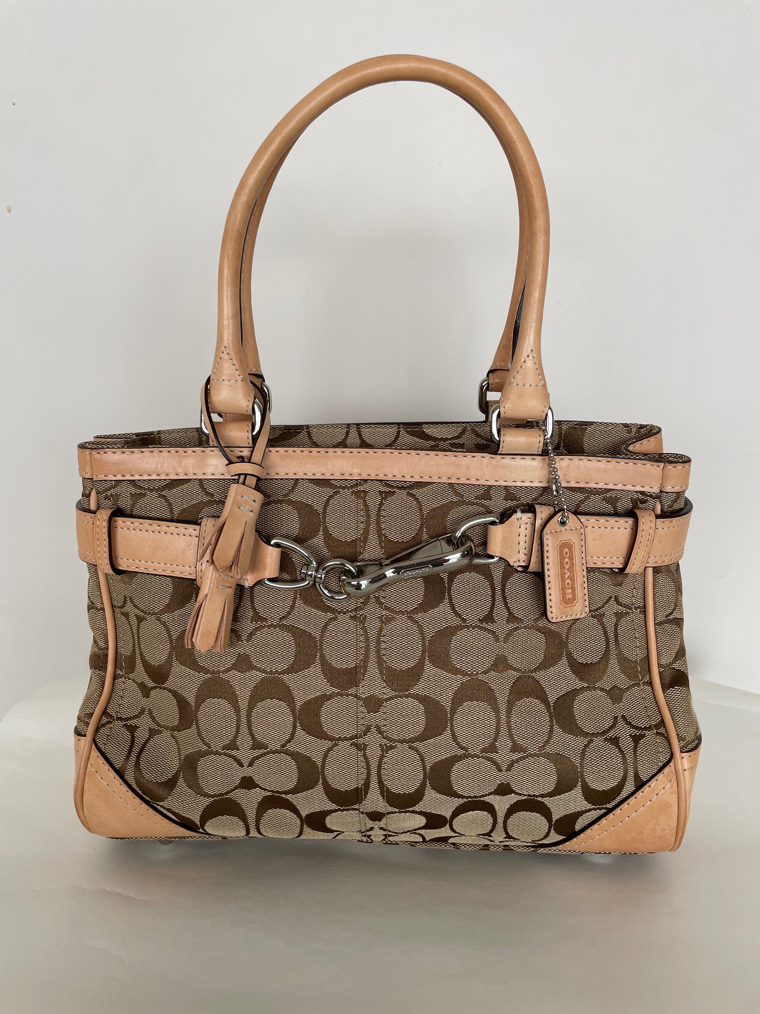 Coach Hampton leather & canvas shoulder bag