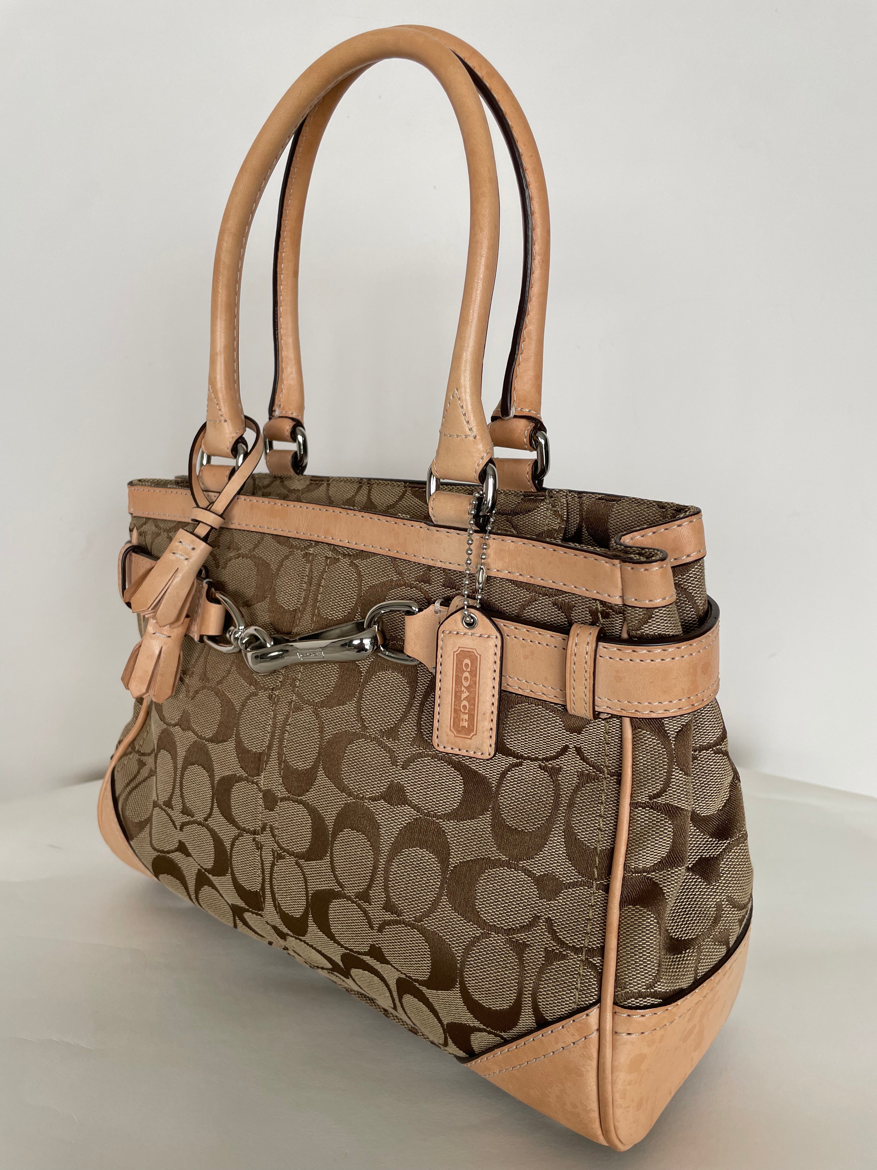 Coach Hampton leather & canvas shoulder bag