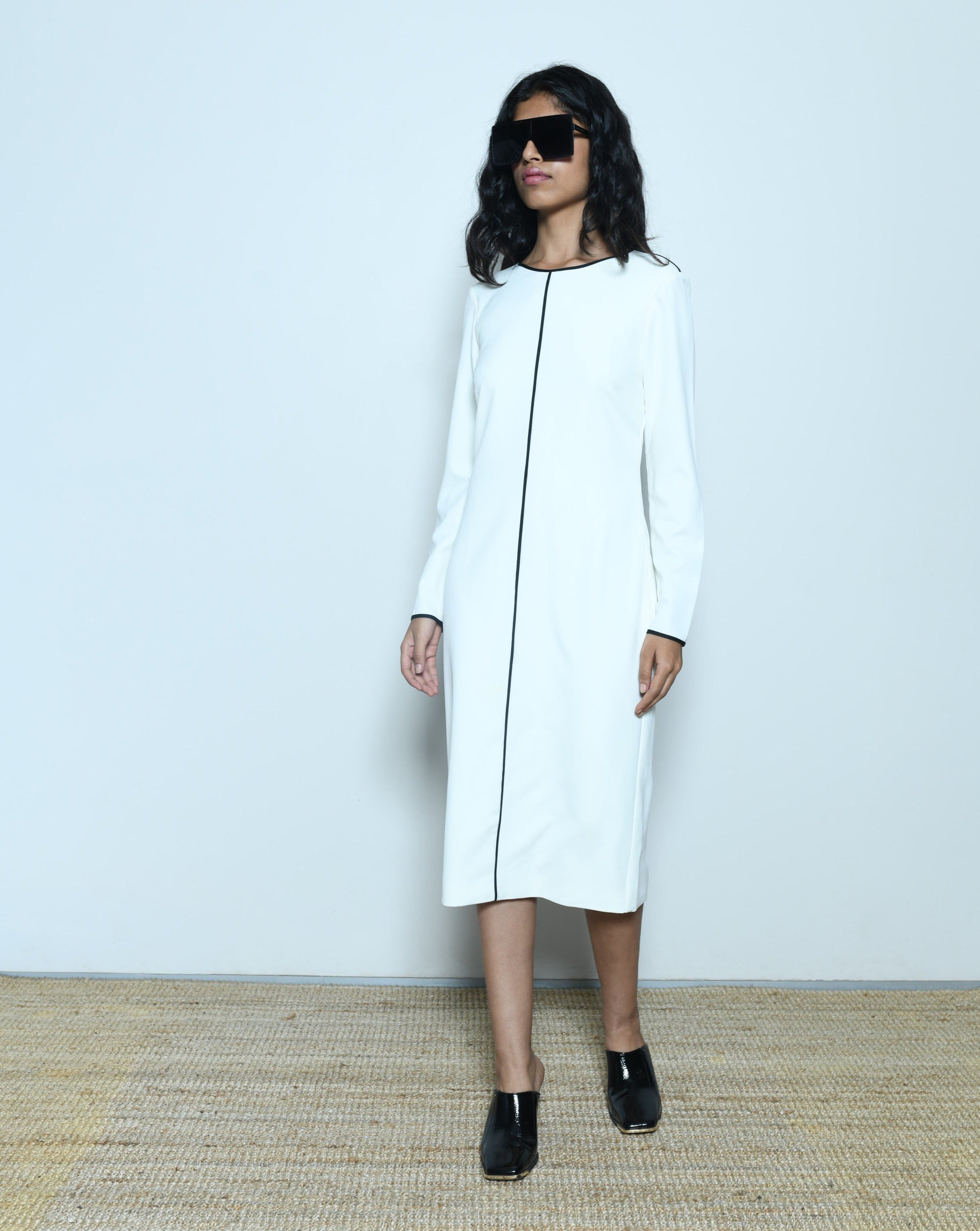 Ted Baker White Dress With Black Pipping