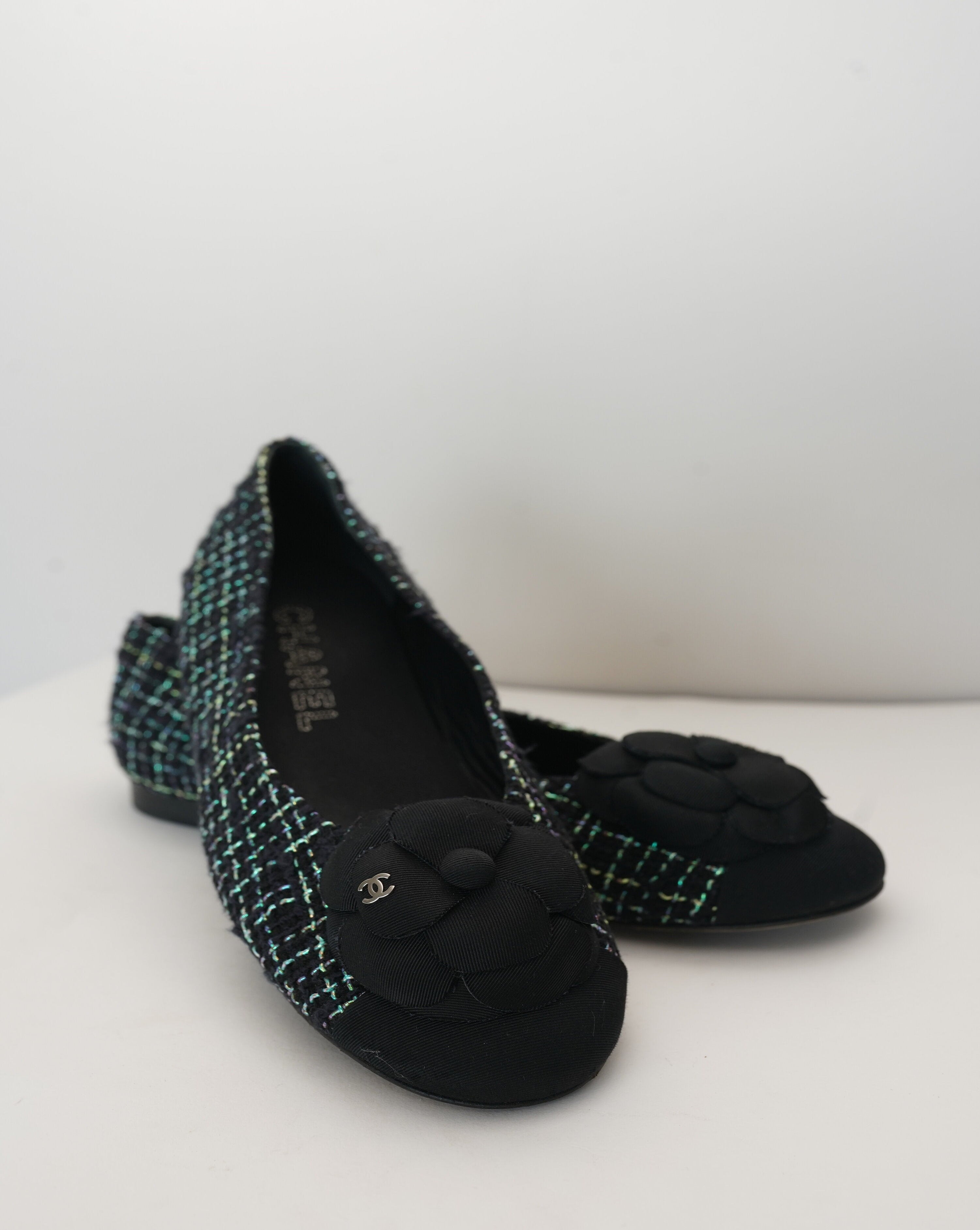Chanel Tweed Camellia Flower CC Balerina