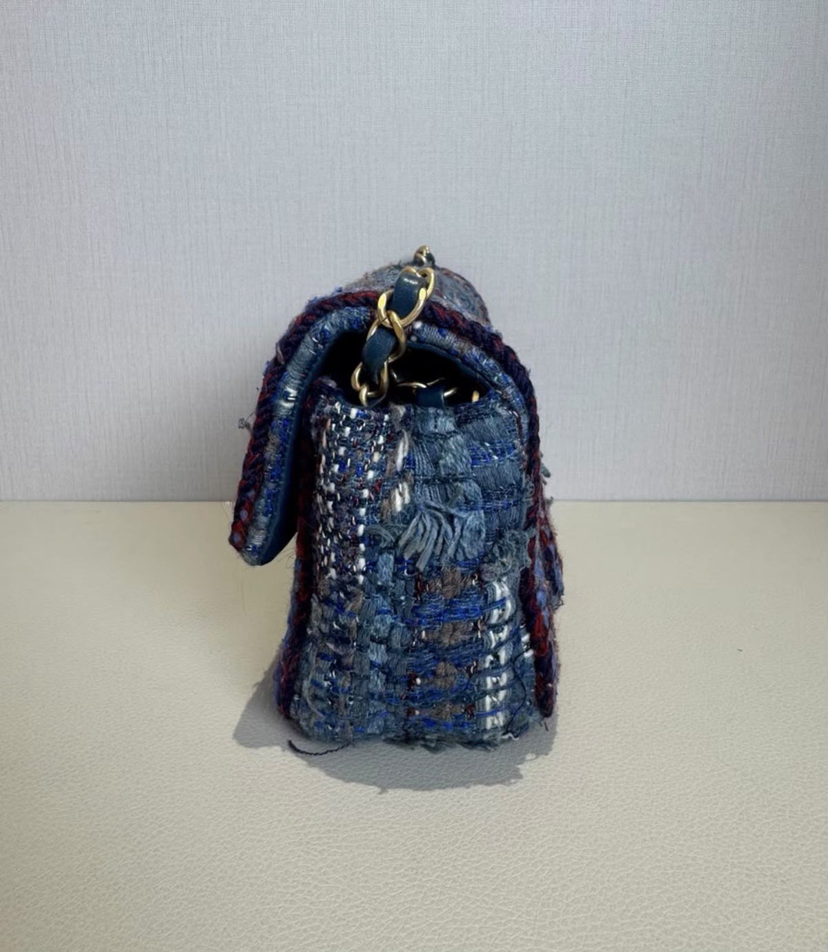 Chanel Paris-Hamburg Blue Quilted Tweed Flap Bag