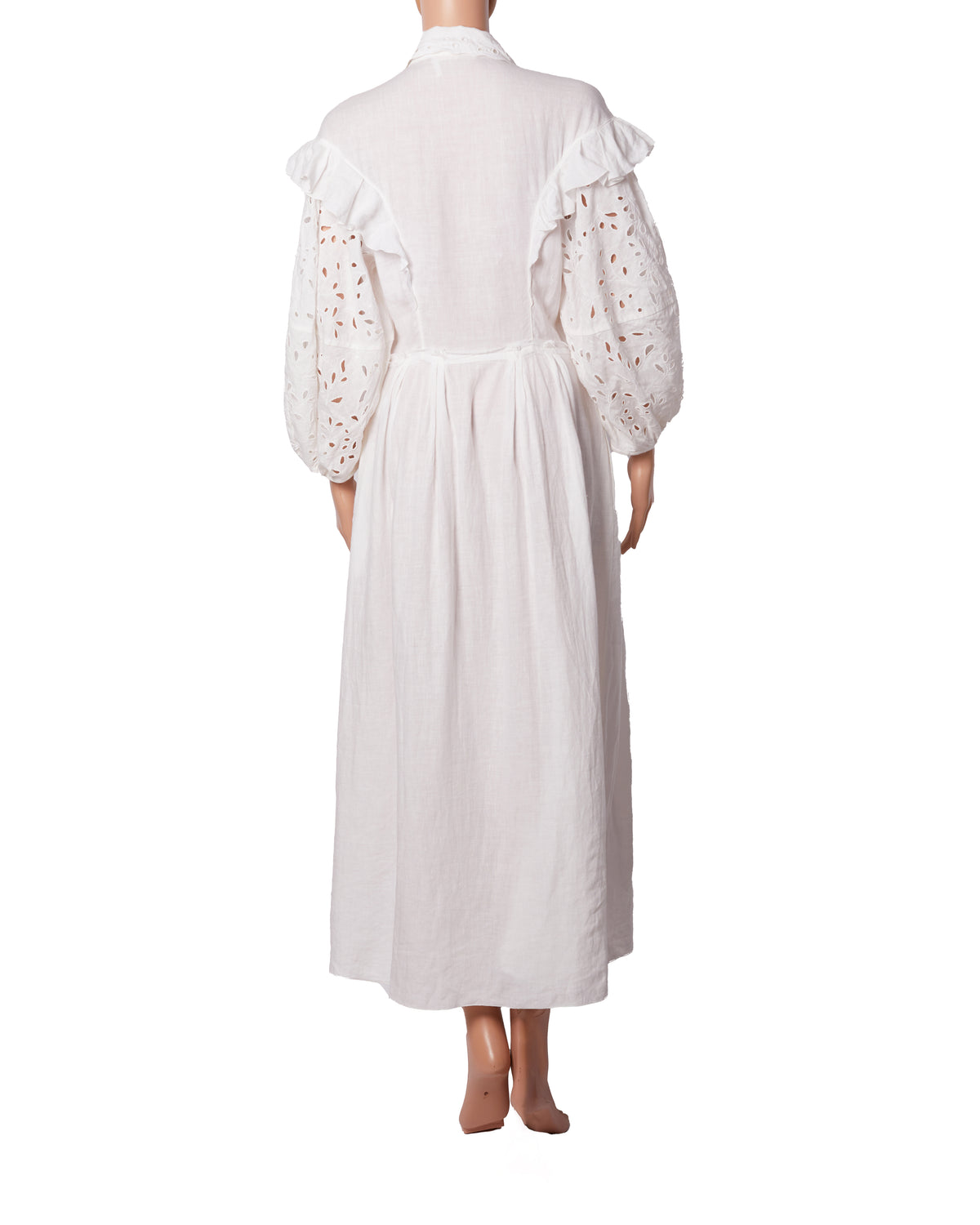 Chloe Frill Dress In White With Puff Sleeves