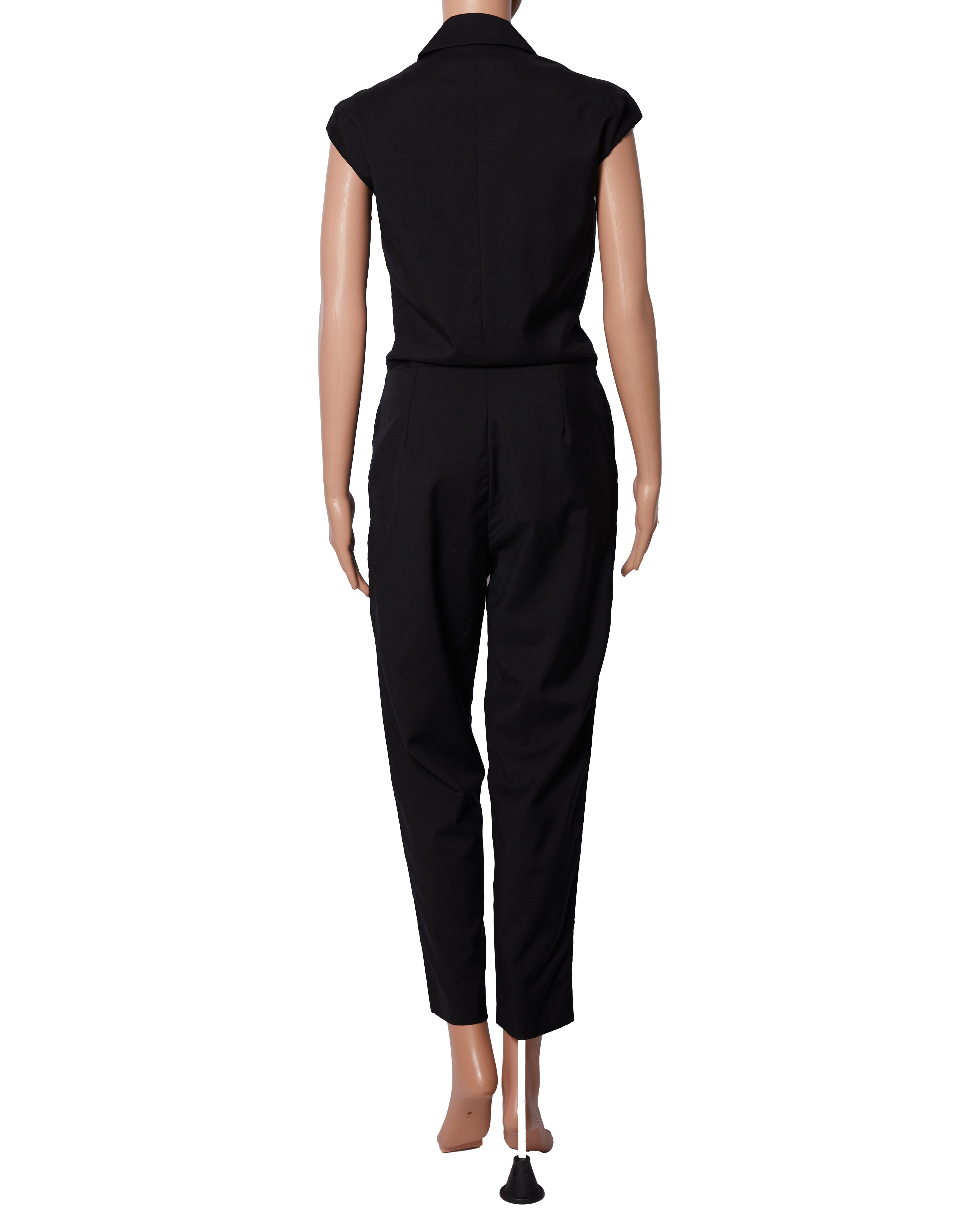 McQueen Jumpsuit In Black With Lapel Detailing