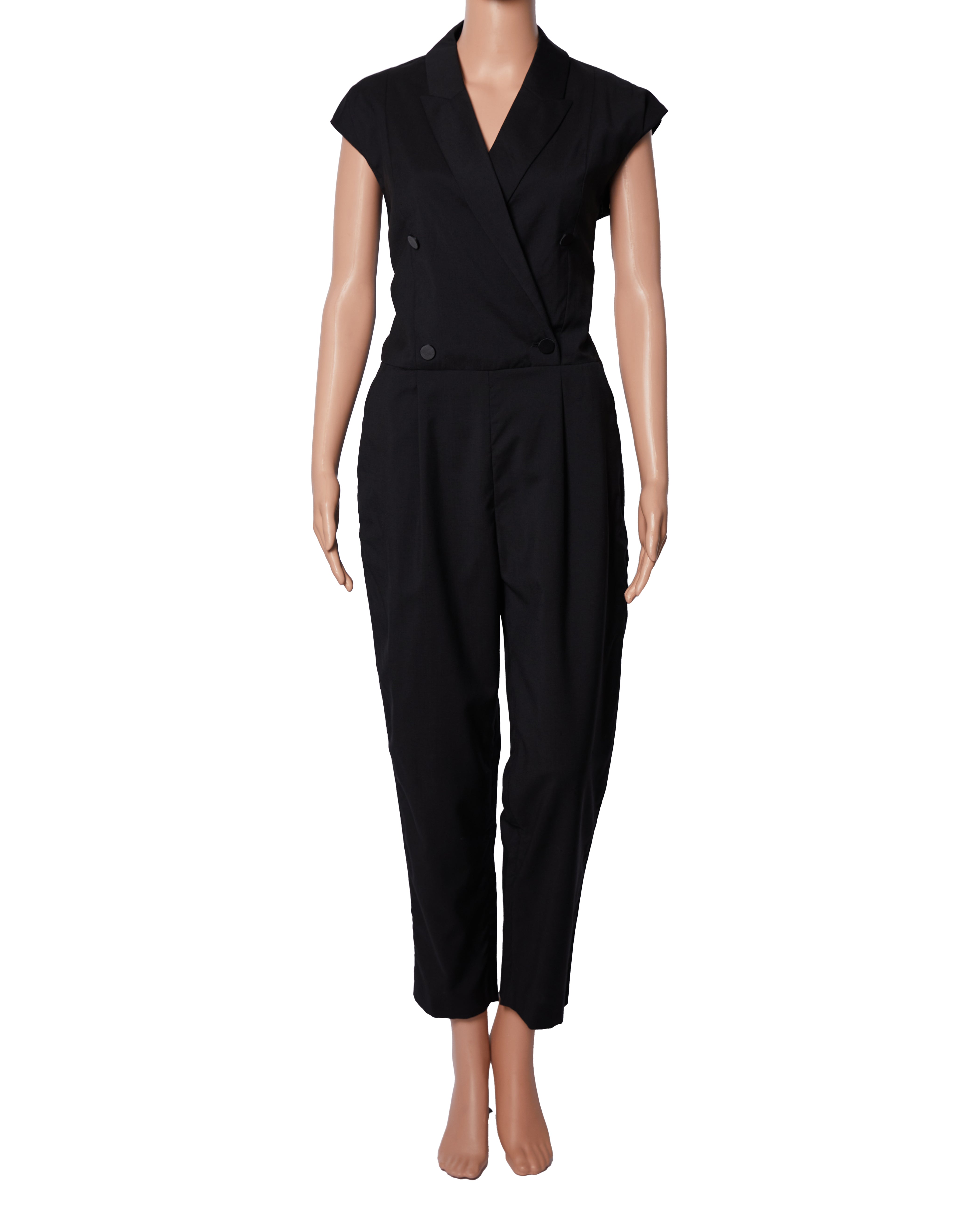 McQueen Jumpsuit In Black With Lapel Detailing