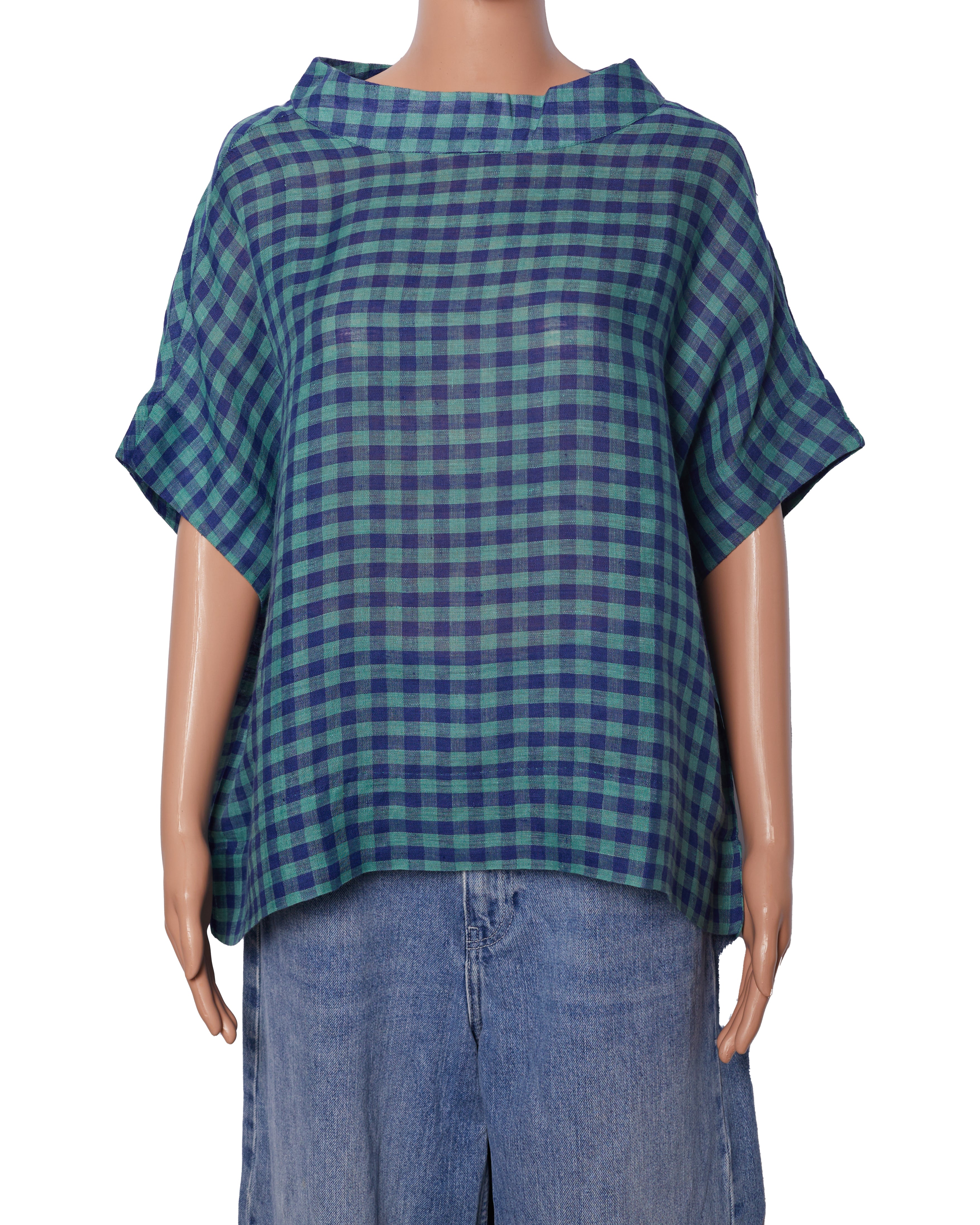 New Eka Clary Top In Blue Checks