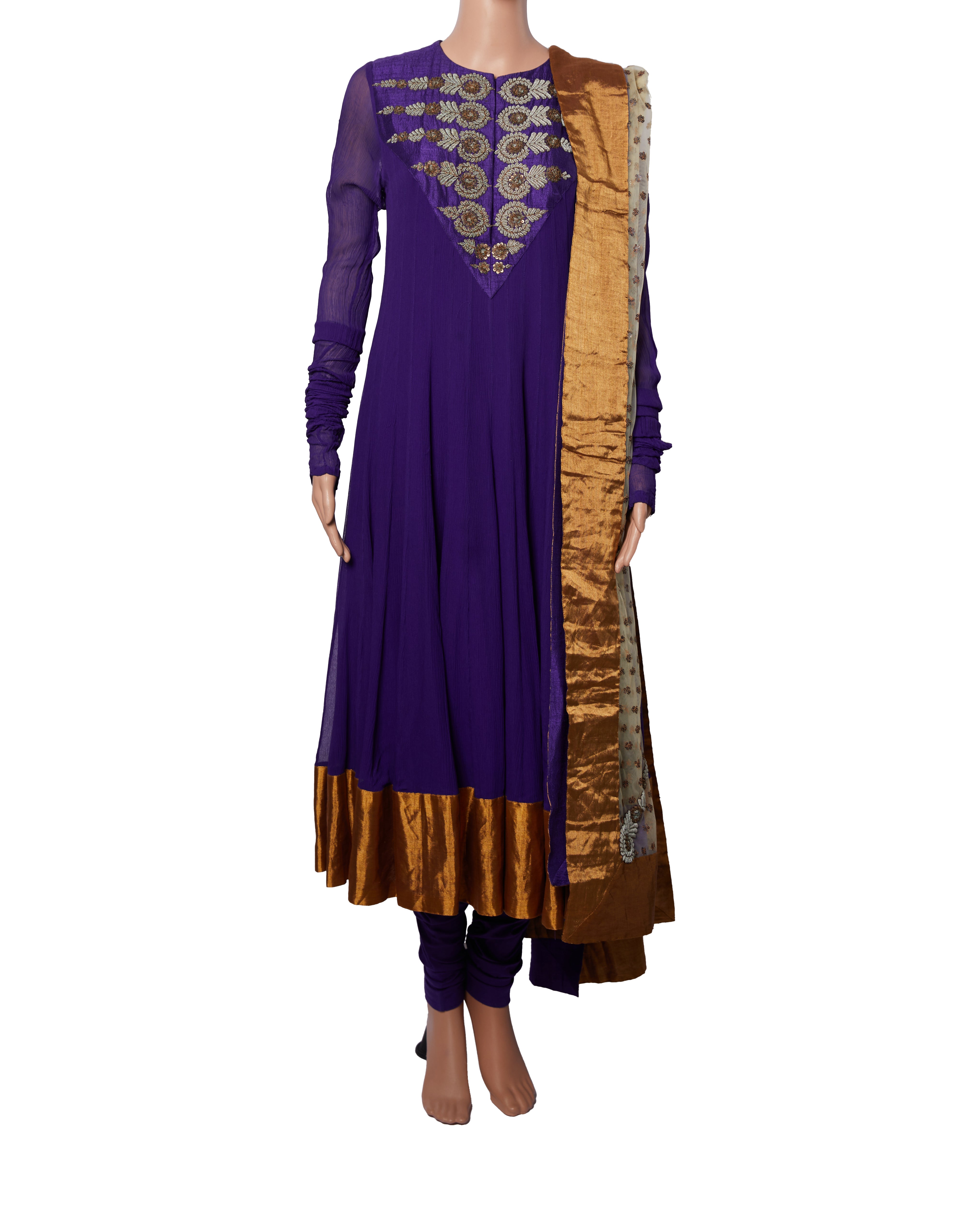 Anamika Khanna Purple Anarkali Set