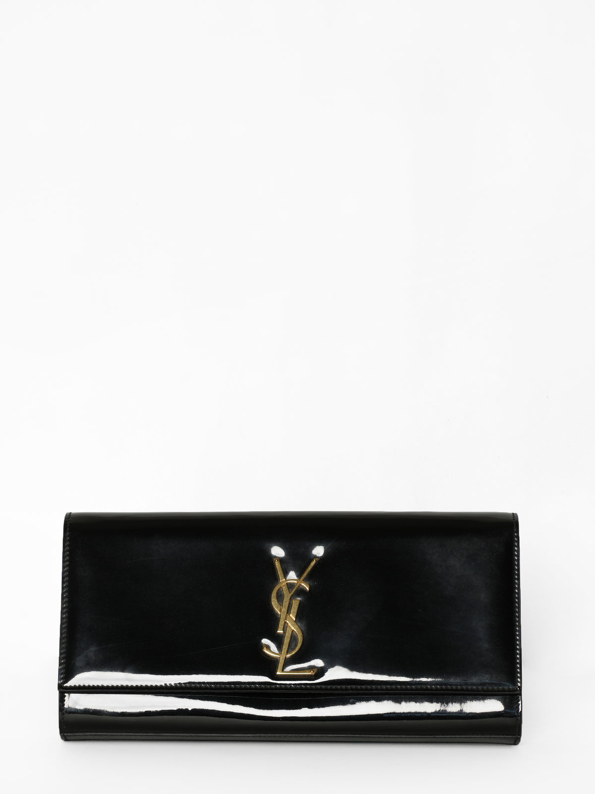Saint Laurent Black Patent Leather Kate Clutch