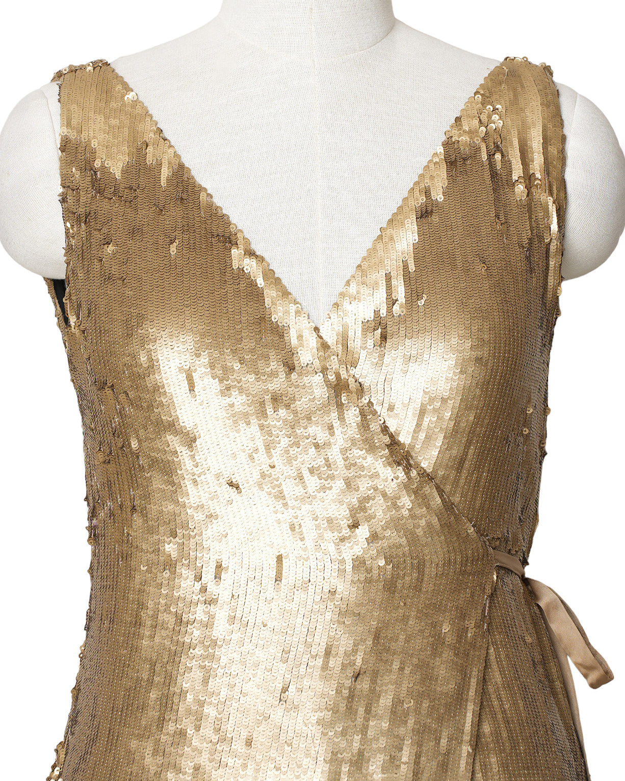 Dvf Gold Sequence Wrap Gown