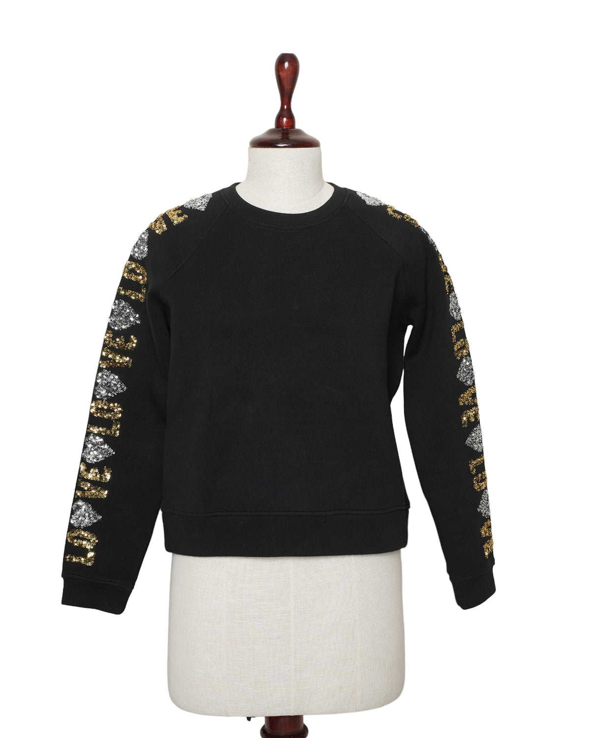 Maje Sweatshirt Black With Sequence On Sleeves