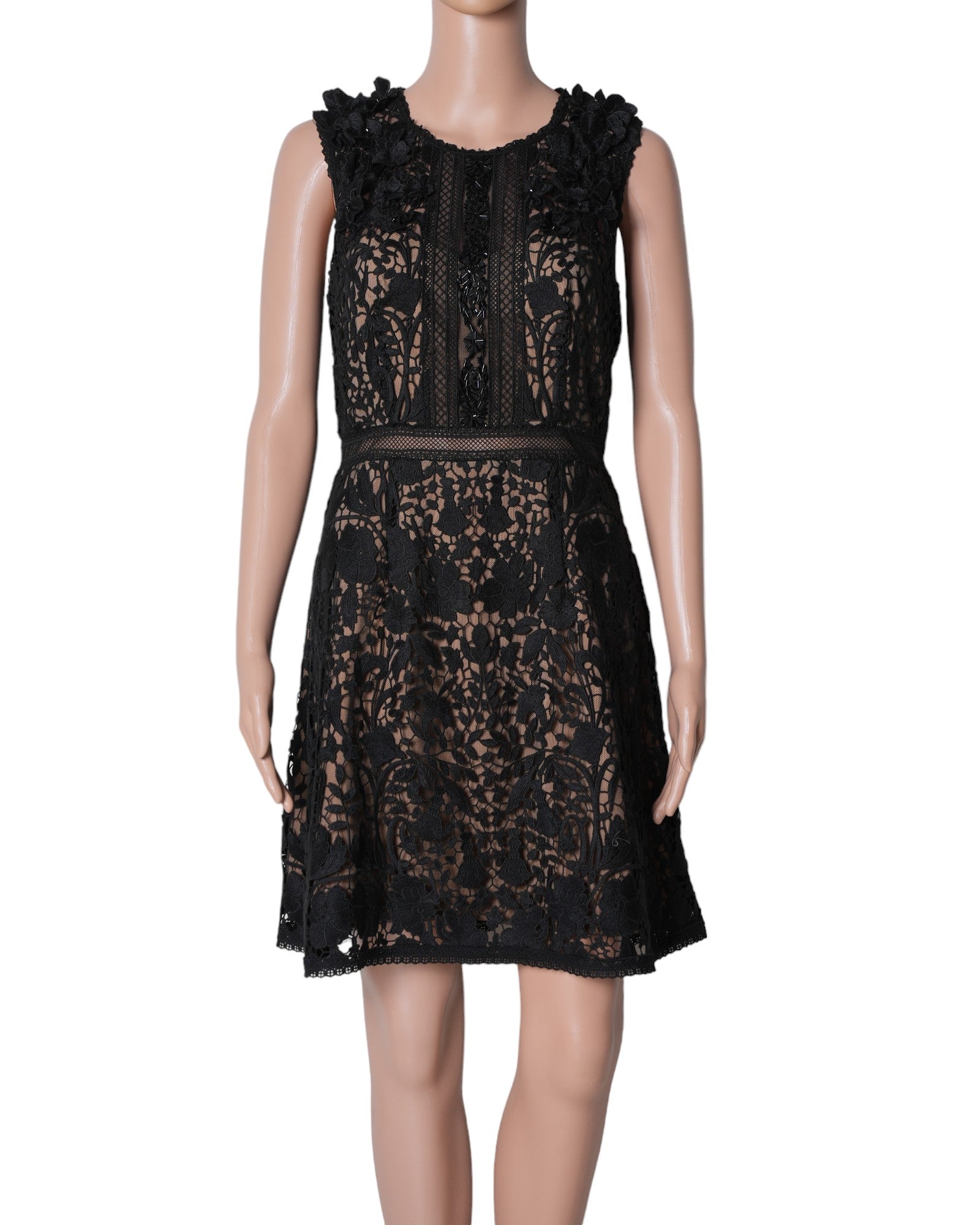 Marchesa Notte Black Lace Dress