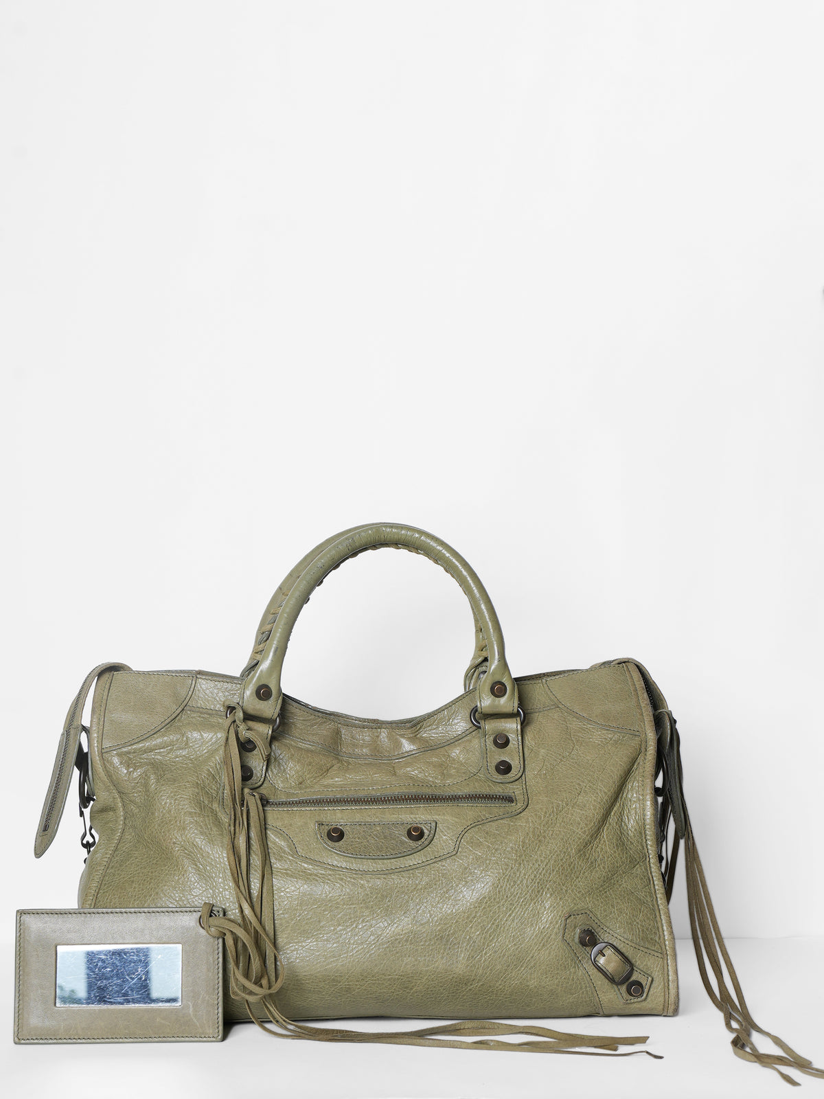 Balenciaga Agneau Classic Hardware City Vert Militaire Bag