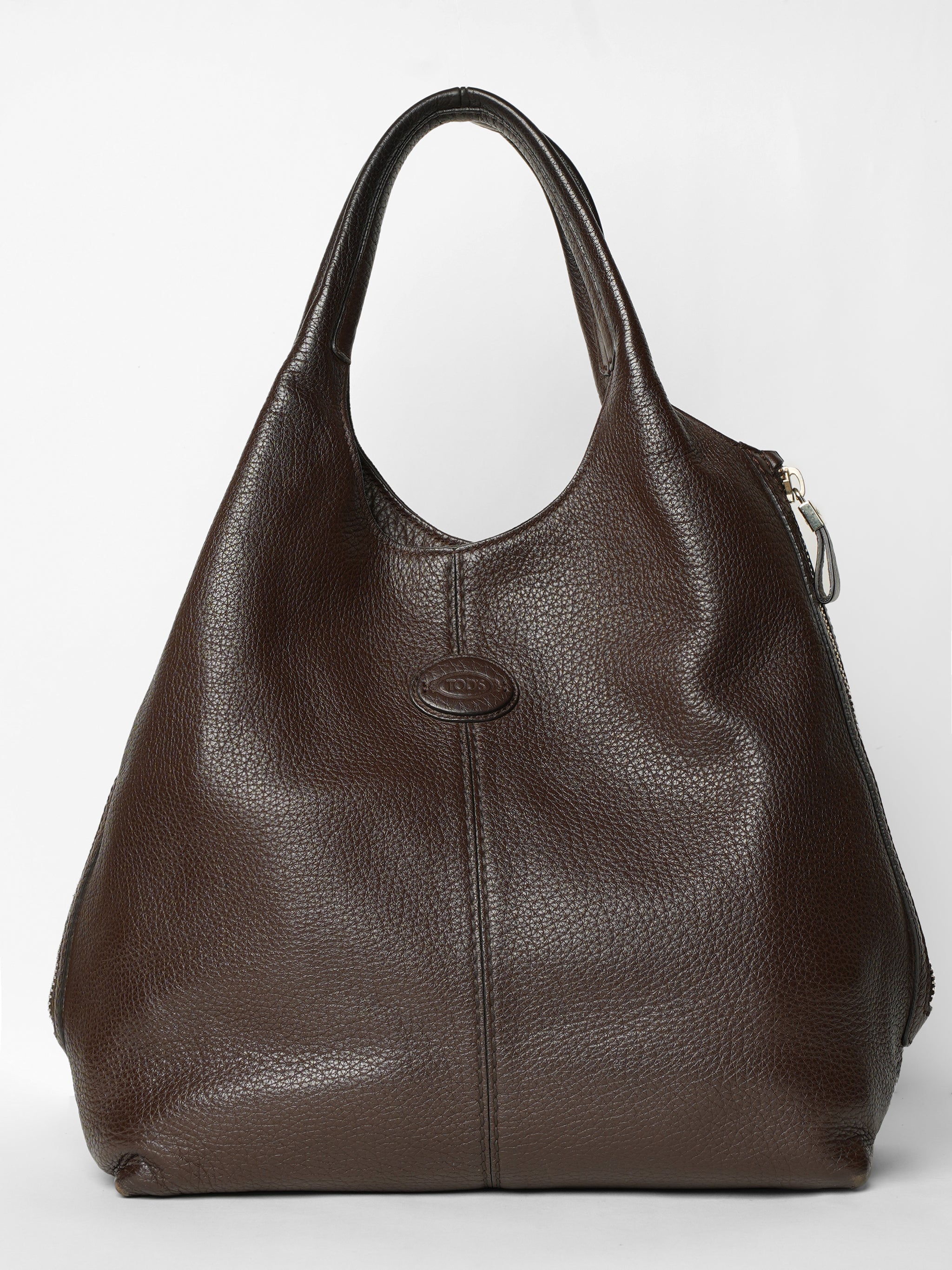 Tod's Pebbled Leather Zip Tote Bag