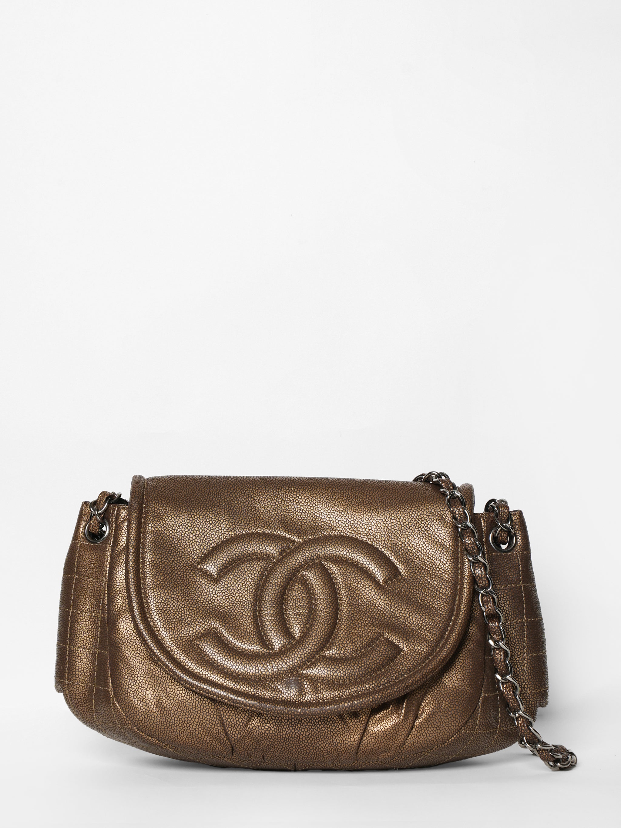 Chanel Quilted Caviar Half Moon Shoulder Bag