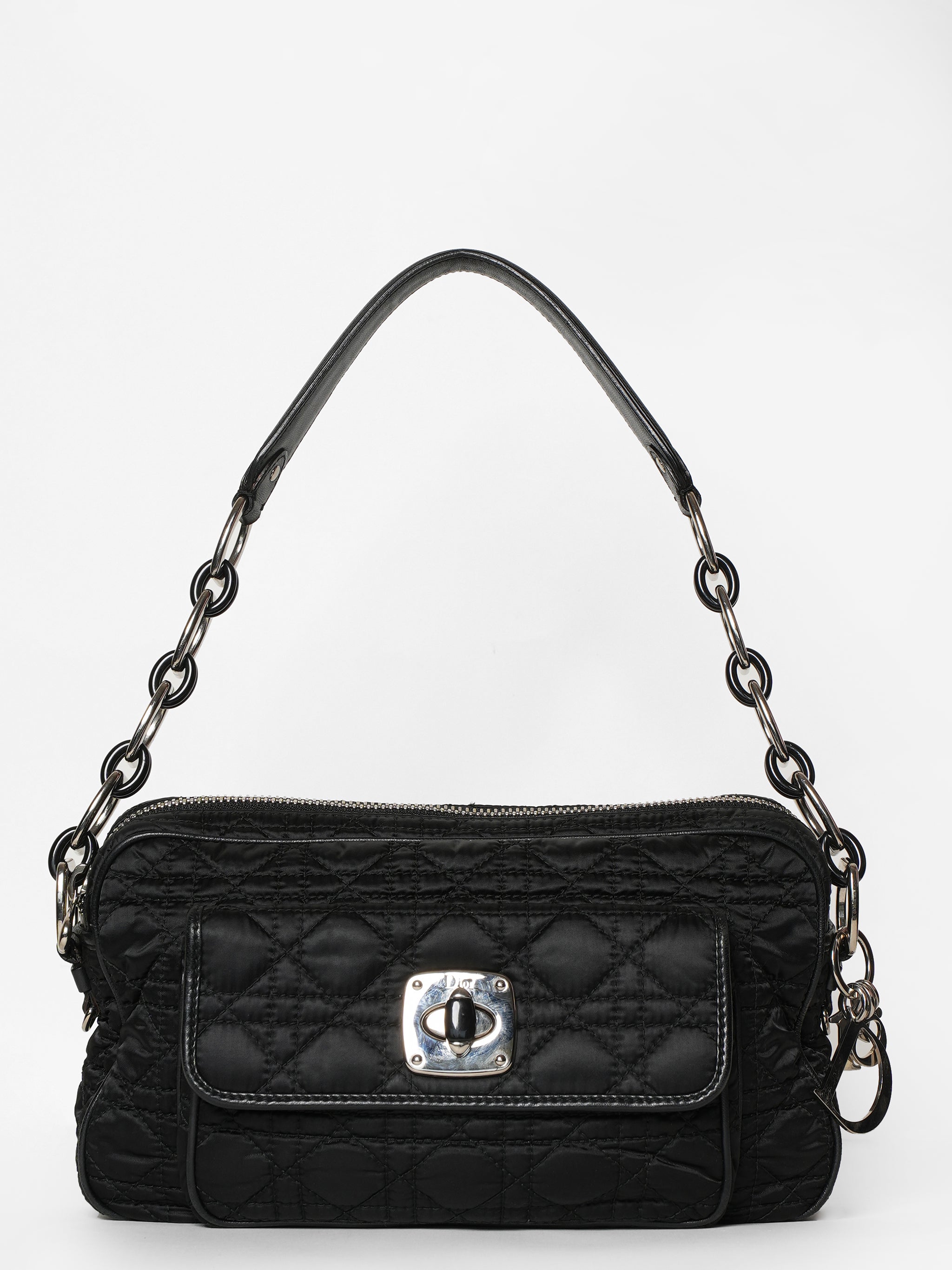 Vintage Christian Dior Cannage Chaining Nylon Shoulder Bag
