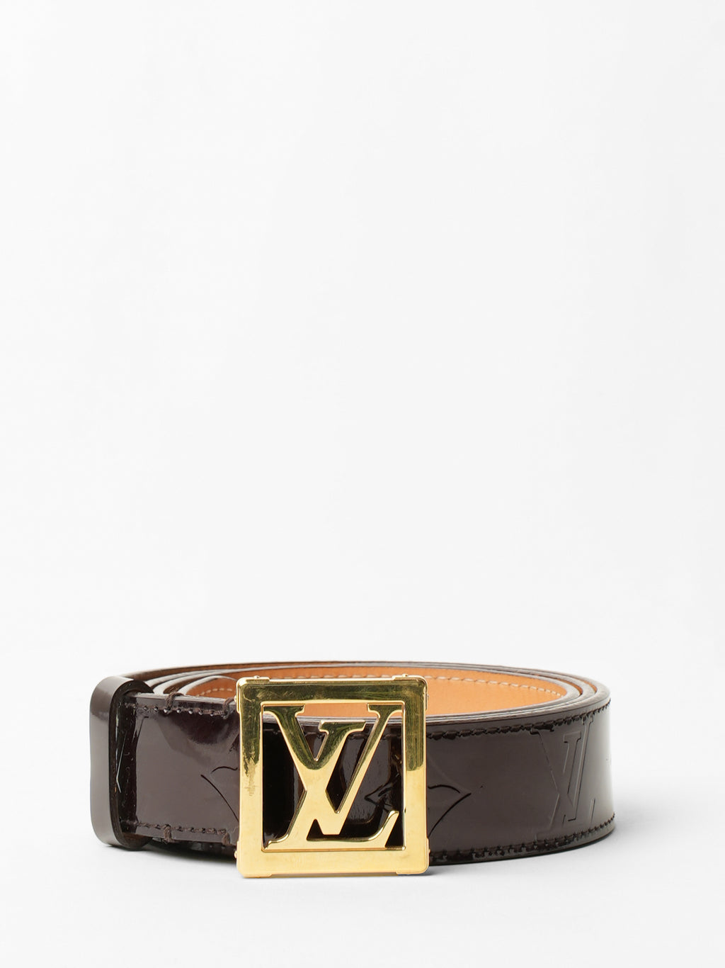 Louis Vuitton Amarante Monogram Vernis LV Frame Buckle Belt 32