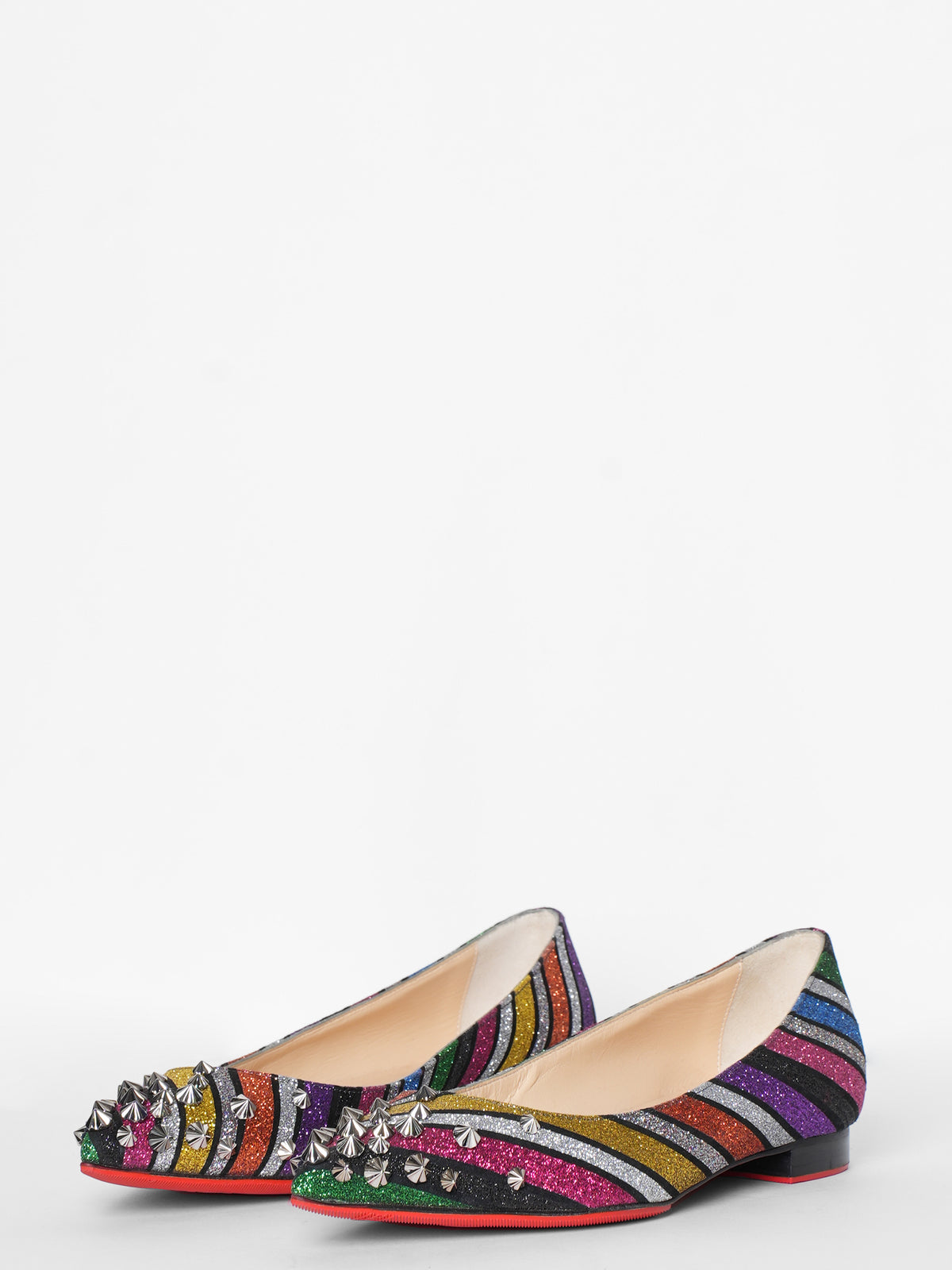 *New* Christian Louboutin Drama Striped Rainbow Flats