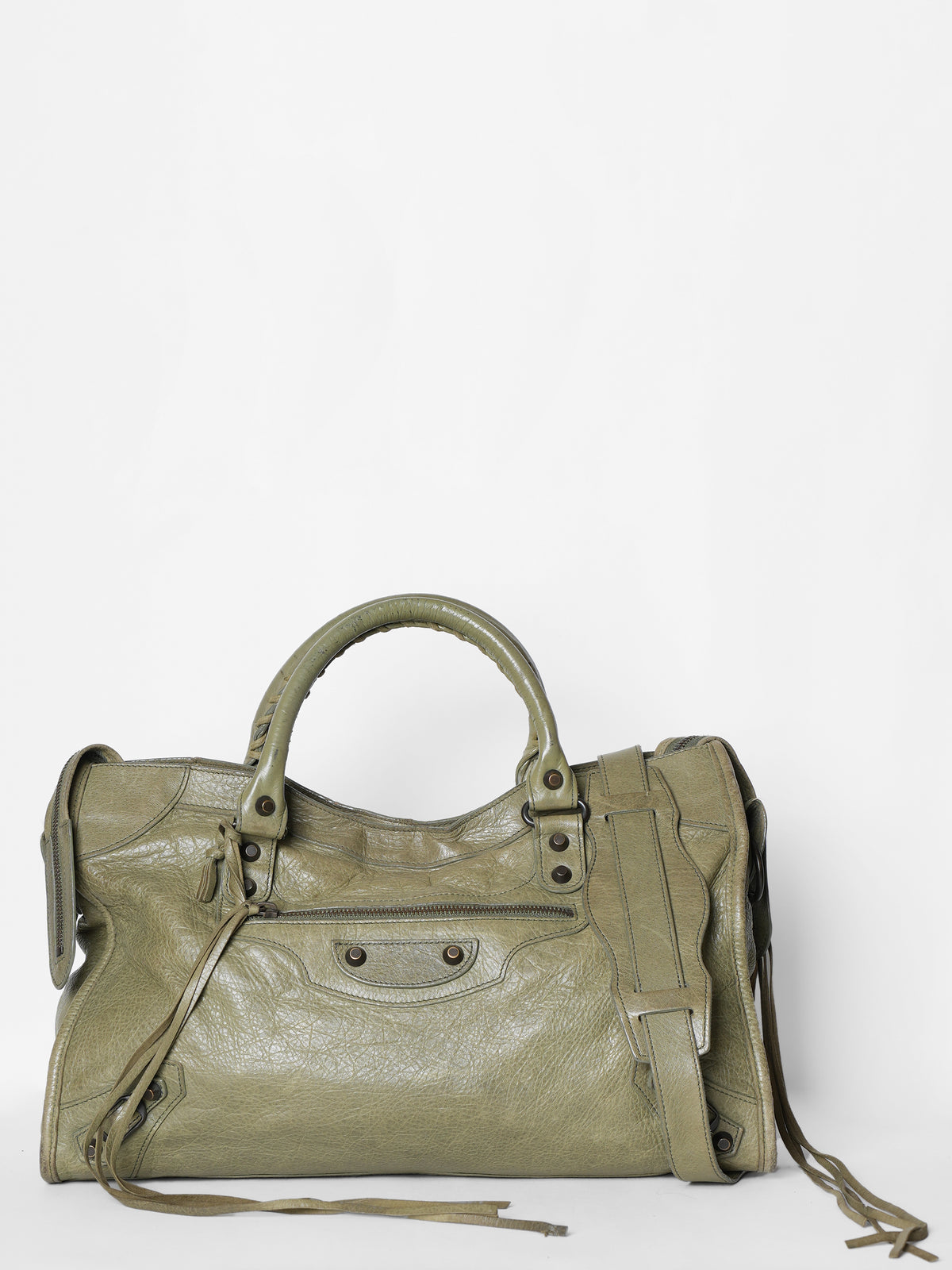 Balenciaga Agneau Classic Hardware City Vert Militaire Bag