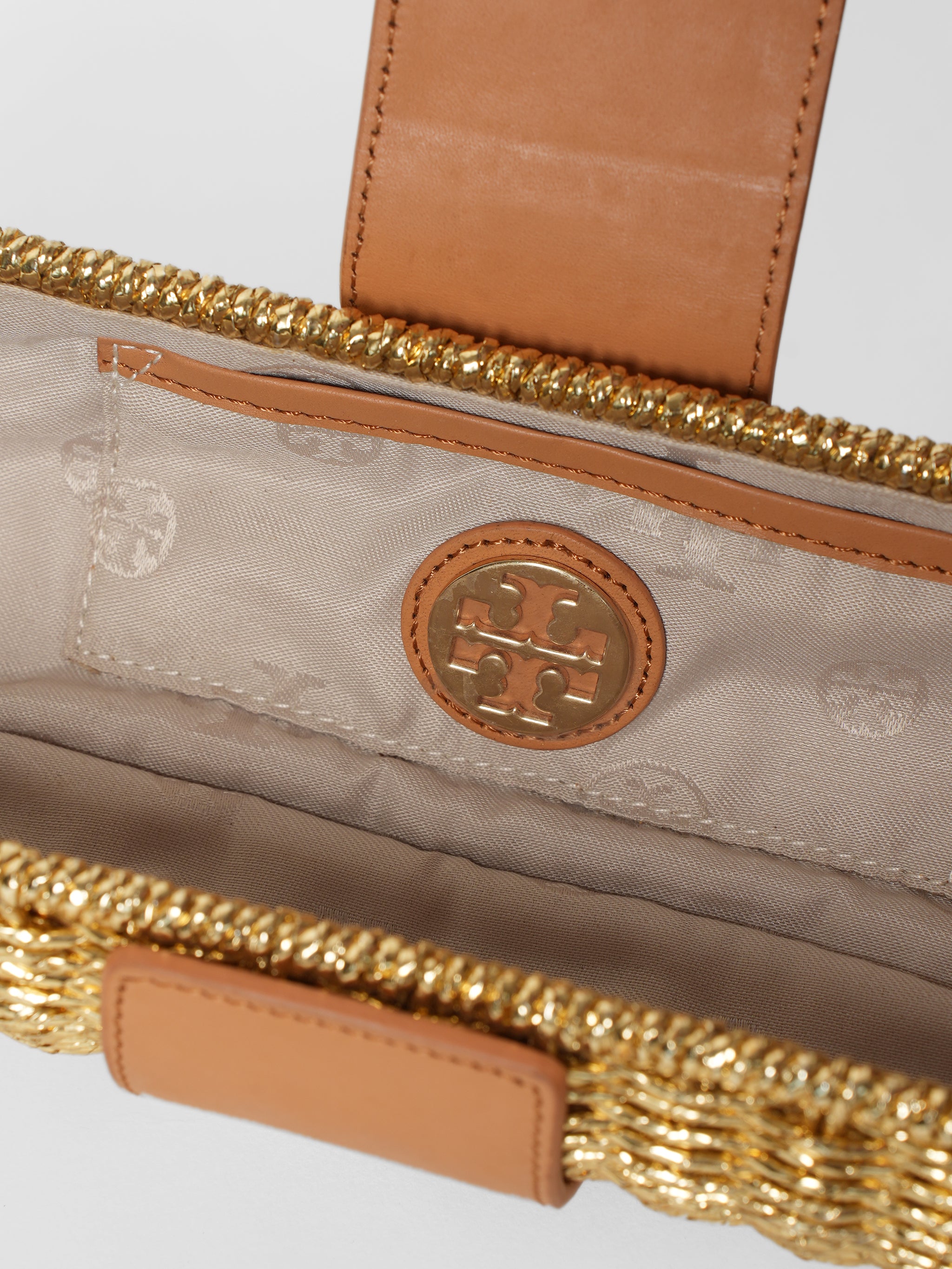 Tory Burch Gold Straw Bag