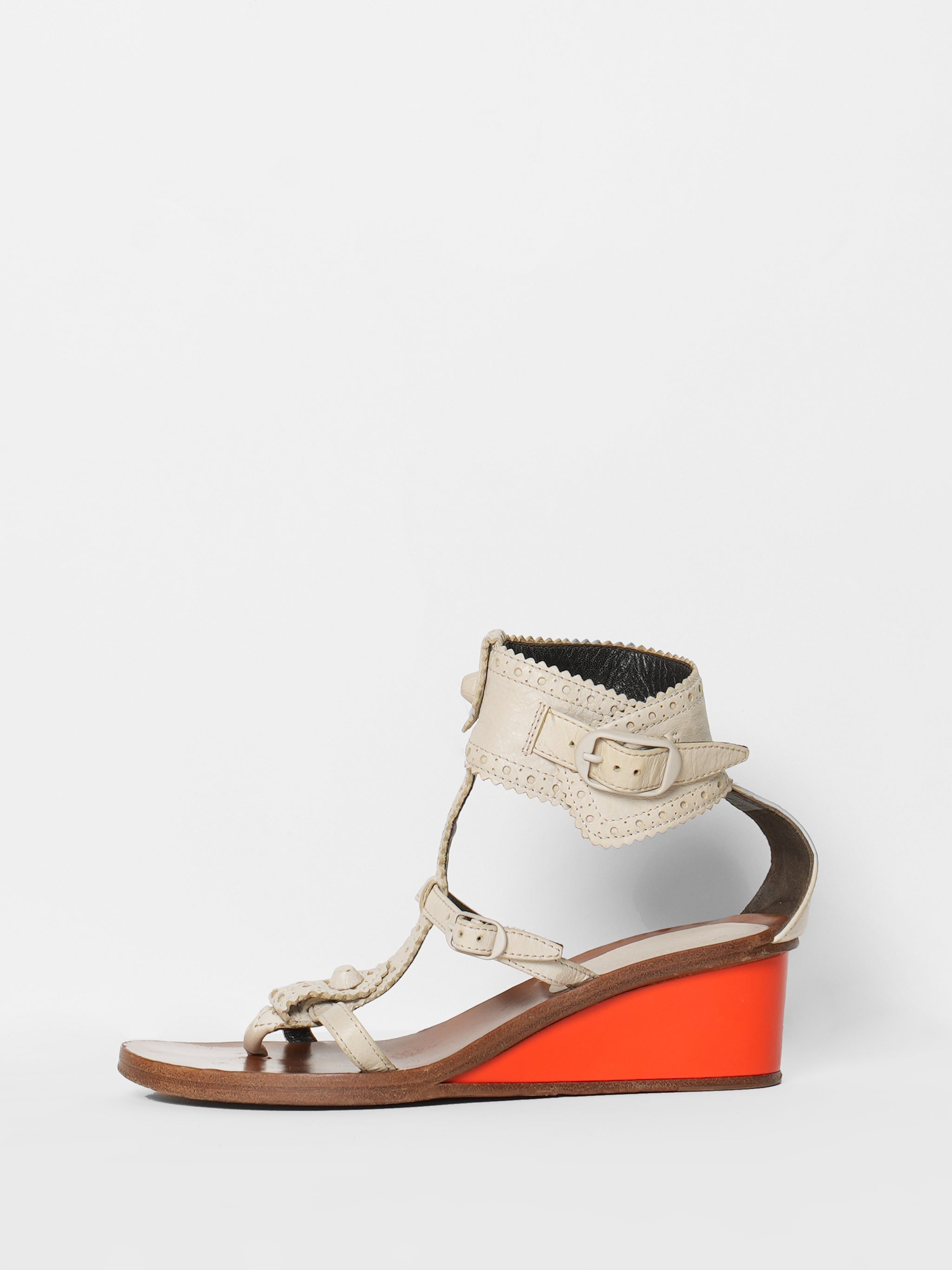 Balenciaga White Leather Wedge Sandle