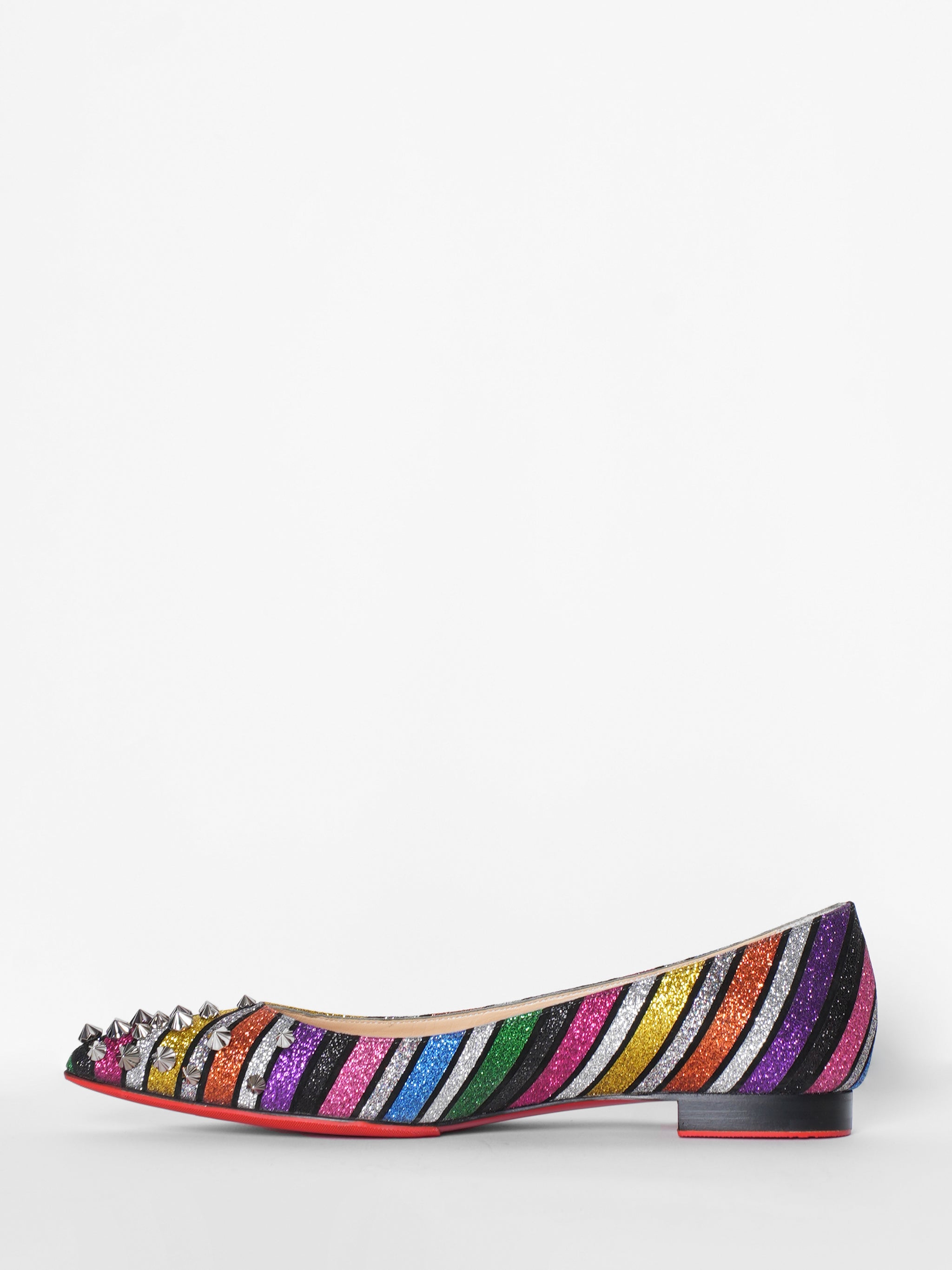 *New* Christian Louboutin Drama Striped Rainbow Flats