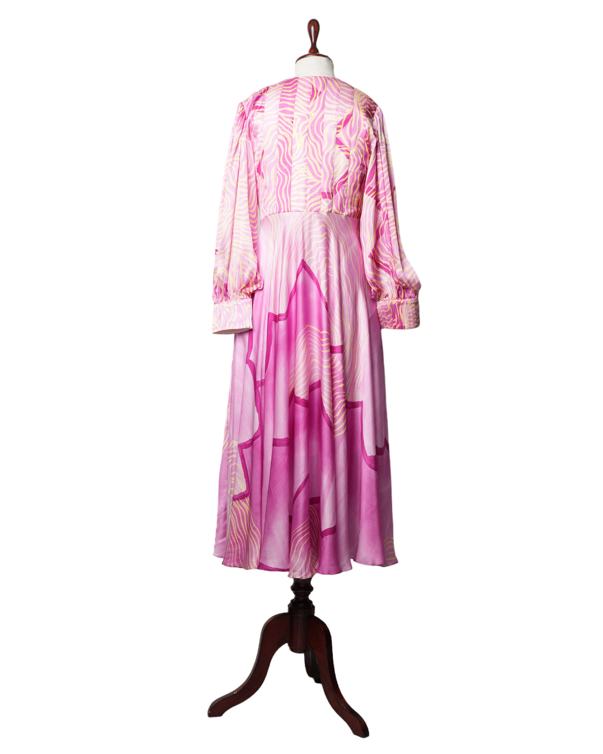 Vedika M Pink Satin Hand Painted Asymmetric Dress