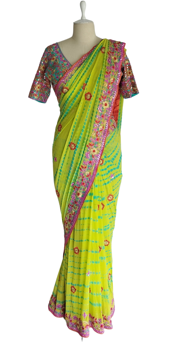 Vikram Phadnis Sari In Lime Color