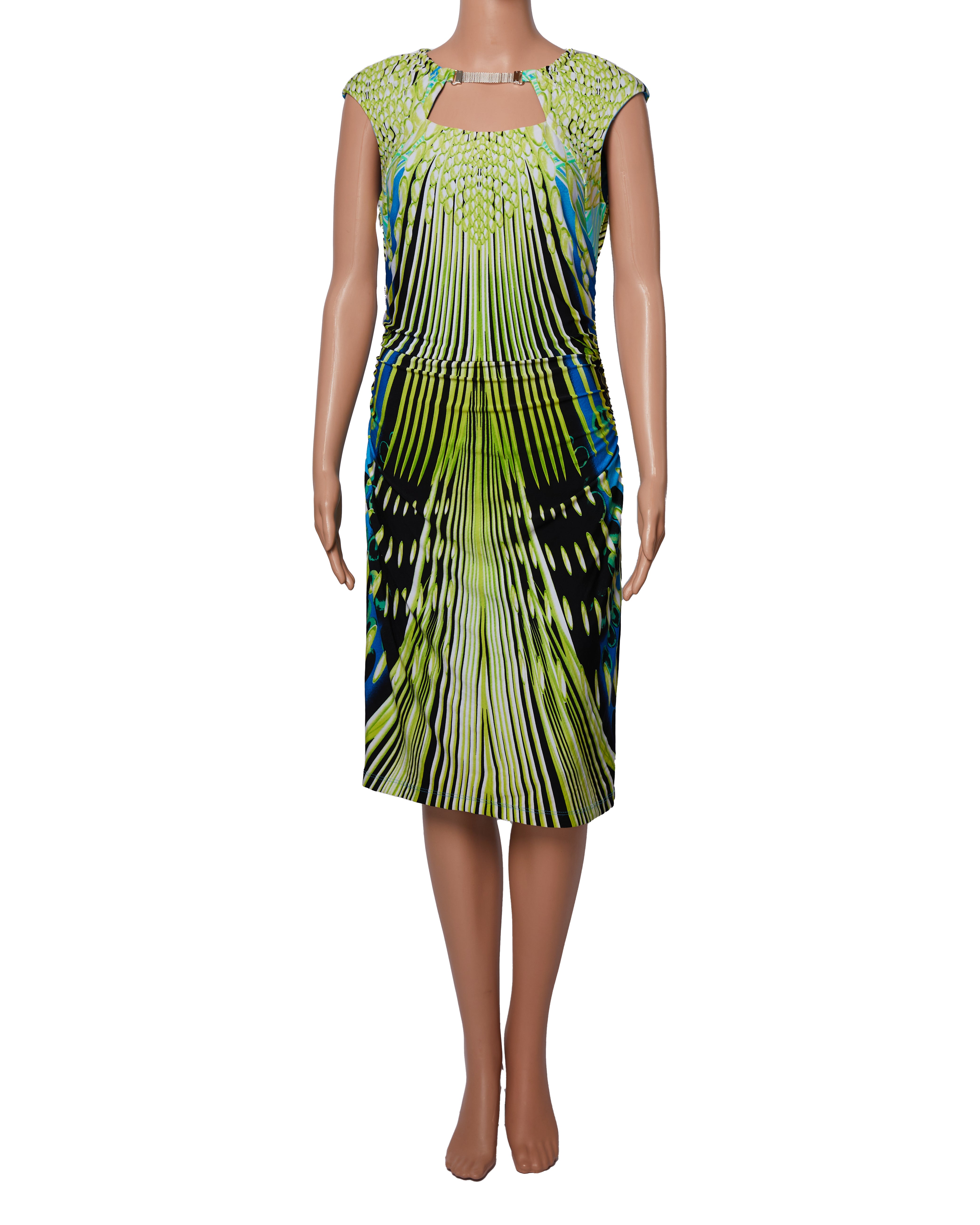 Frank Lyman Lime Green & Blue Midi Dress