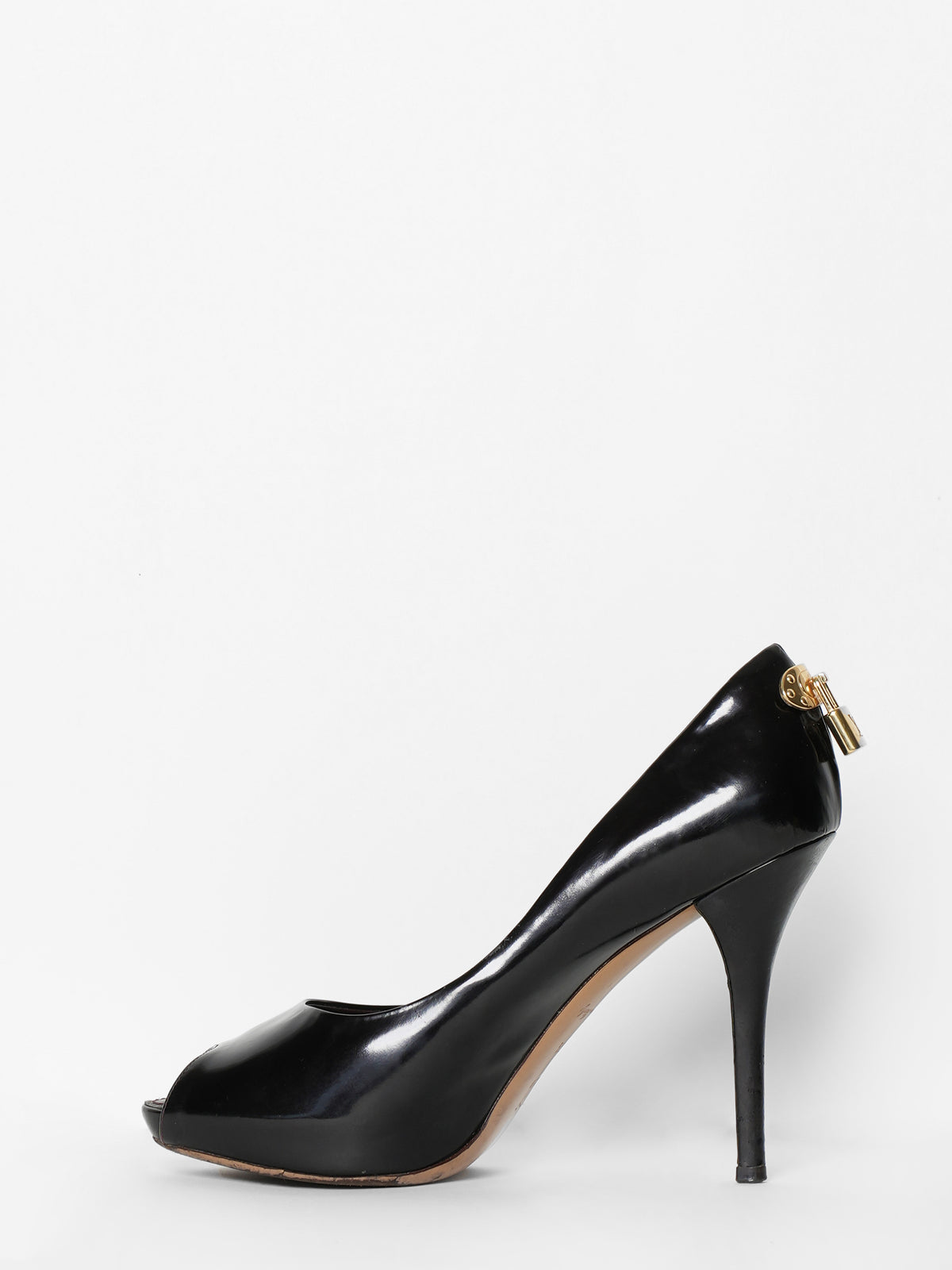 Louis Vuitton Black patent leather Oh Really! Peep Toe Pump