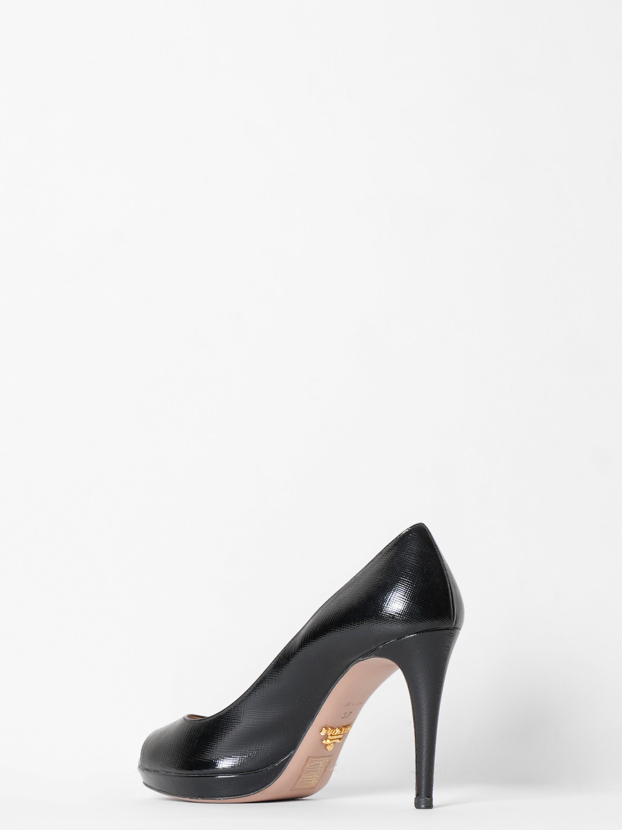 Prada Peep Toe Black Stilettos