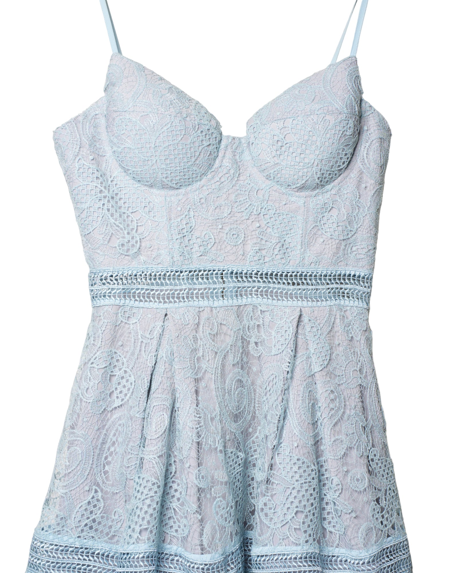 Self Potrait Blue Lace A-Line Bustier Dress