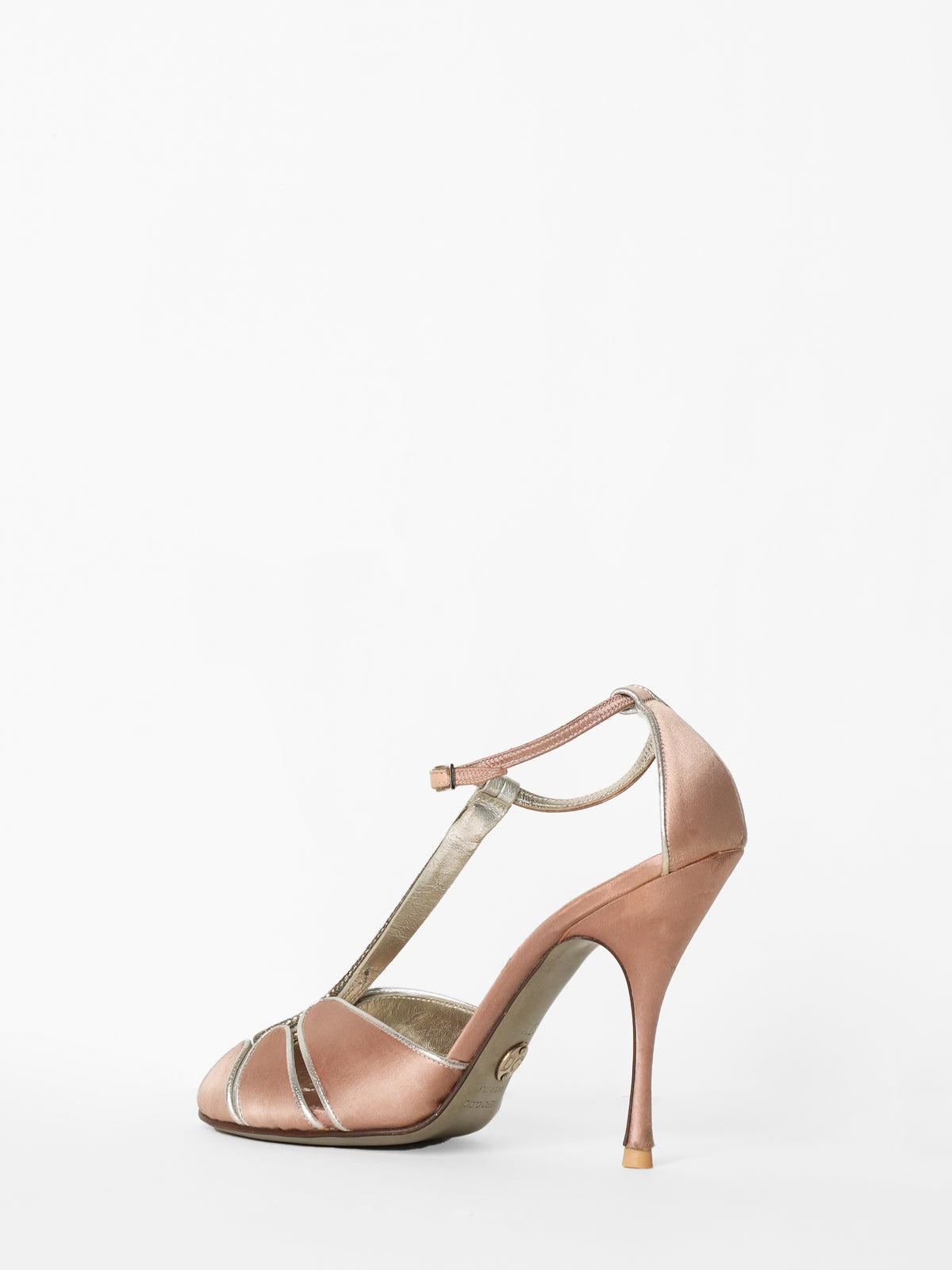 Dolce & Gabbana Satin Rose Pink Heels With Silver Trimmings