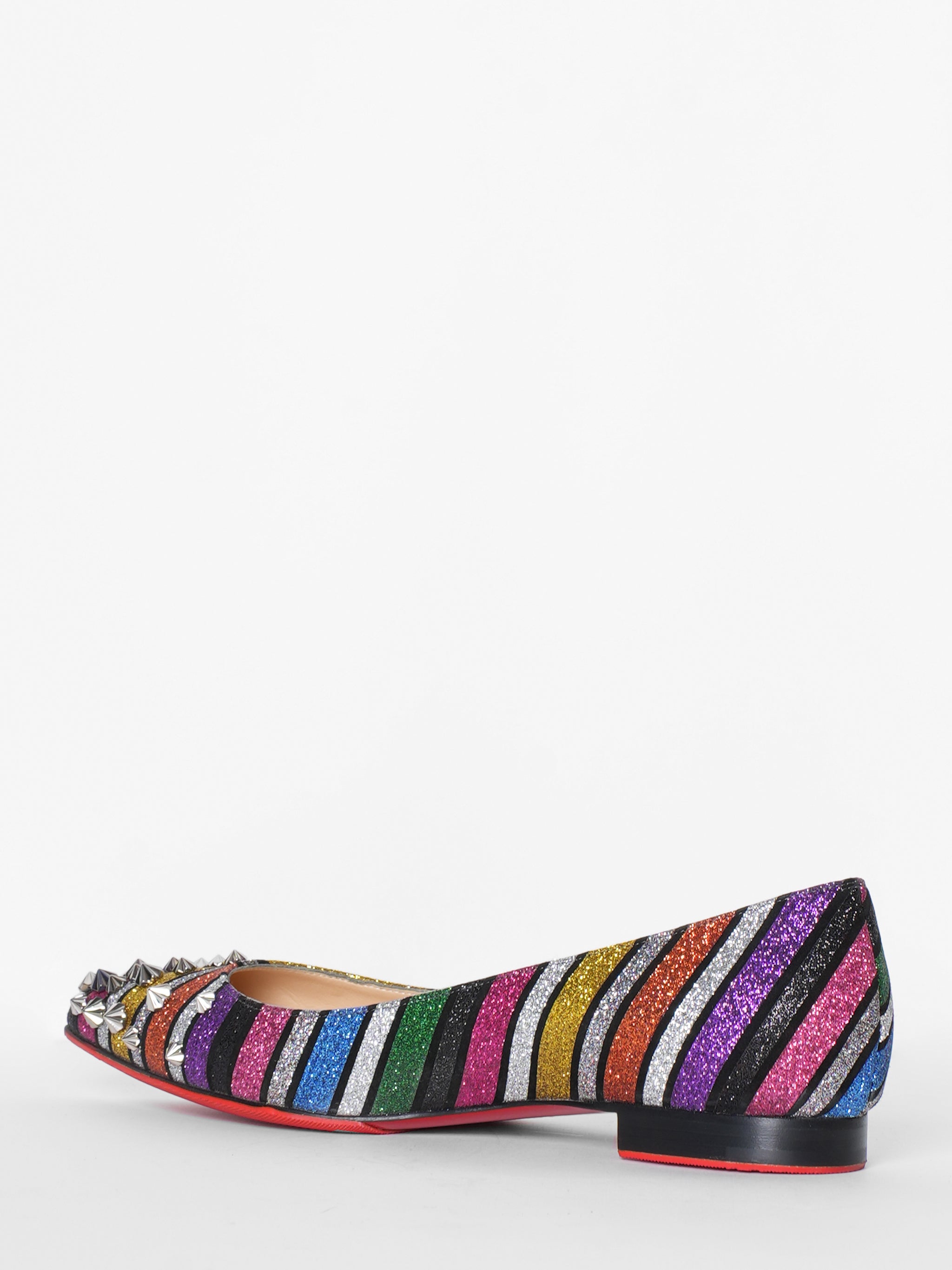 *New* Christian Louboutin Drama Striped Rainbow Flats