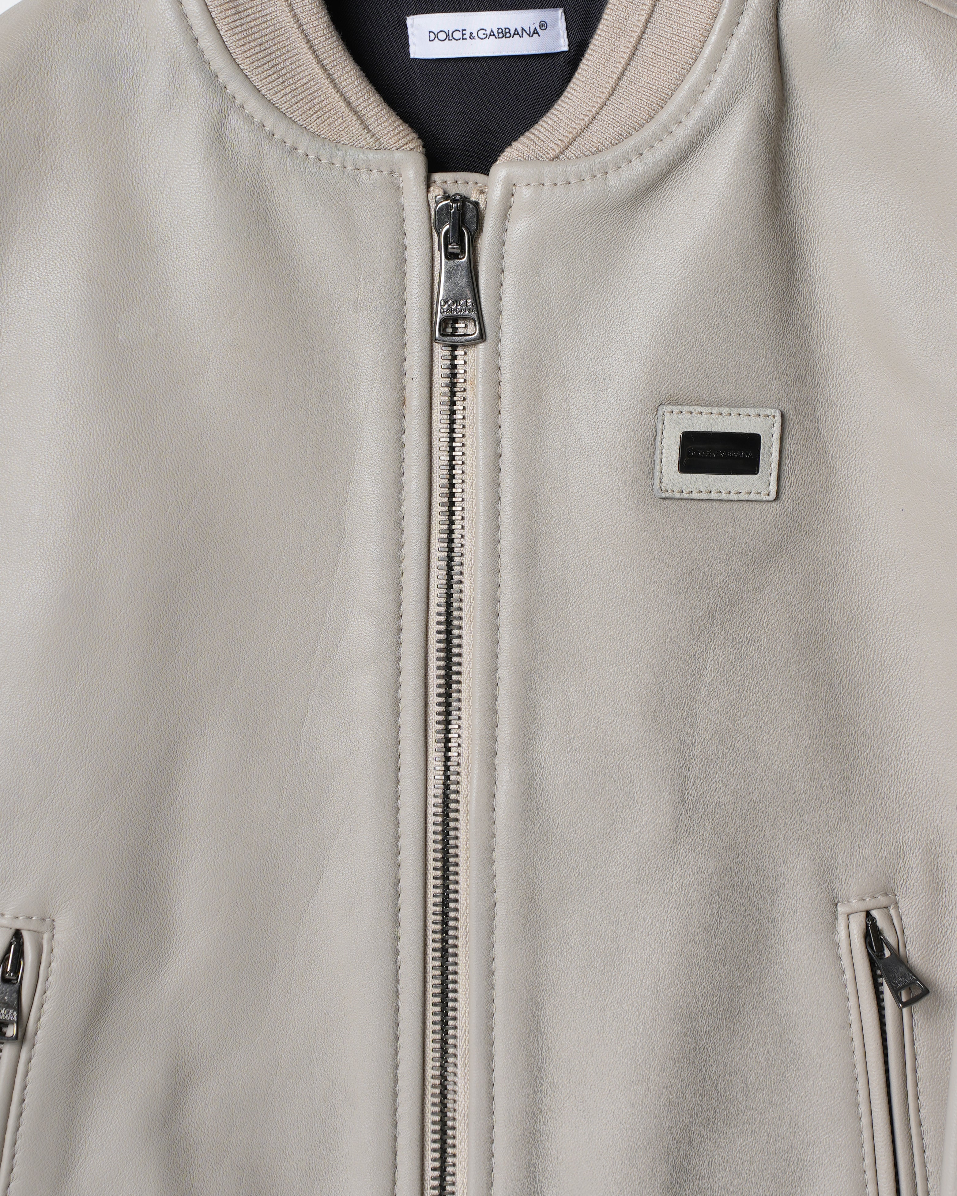 Dolce & Gabbana Grey Leather Jacket