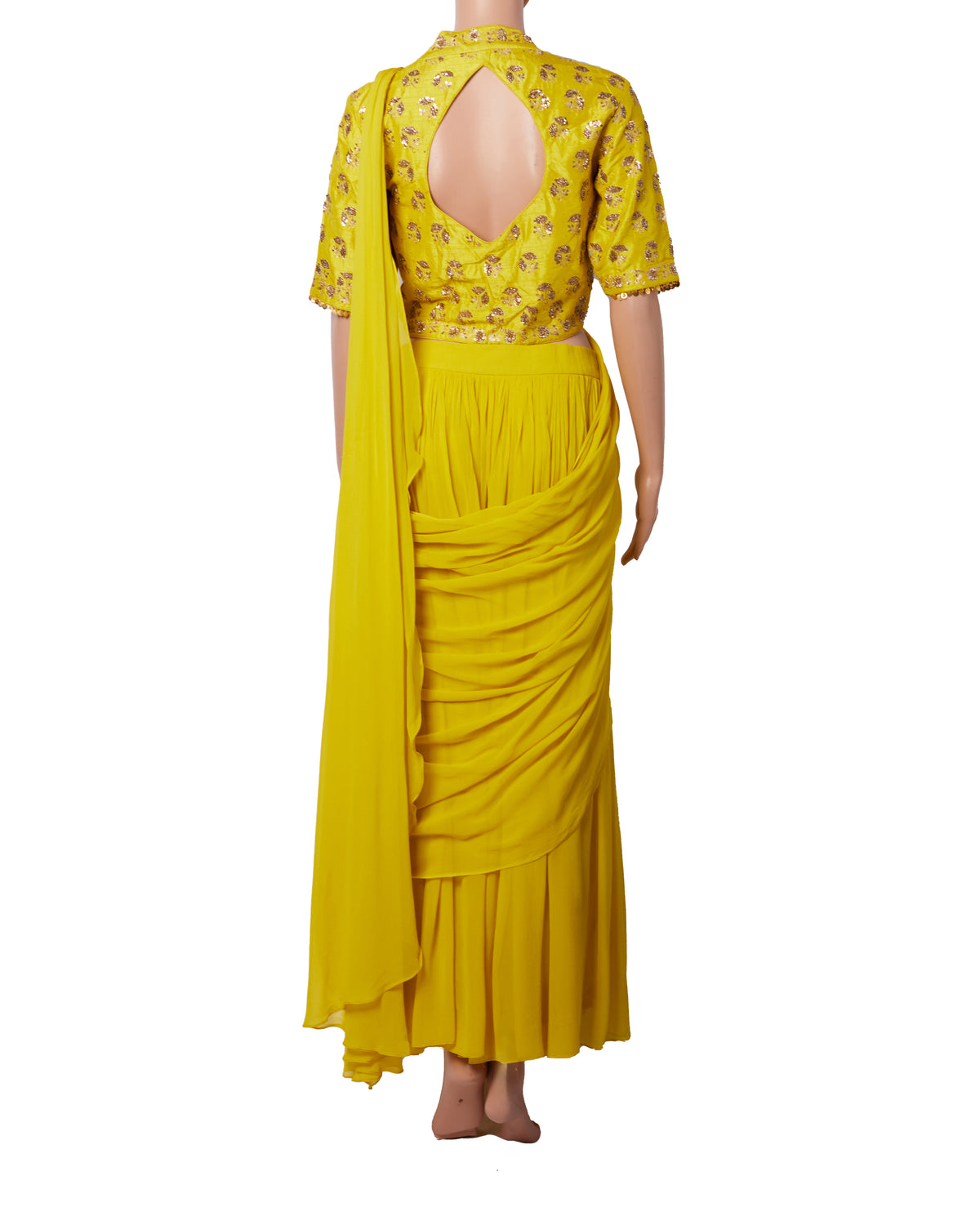 Paulumi & Harsh Yellow Saree