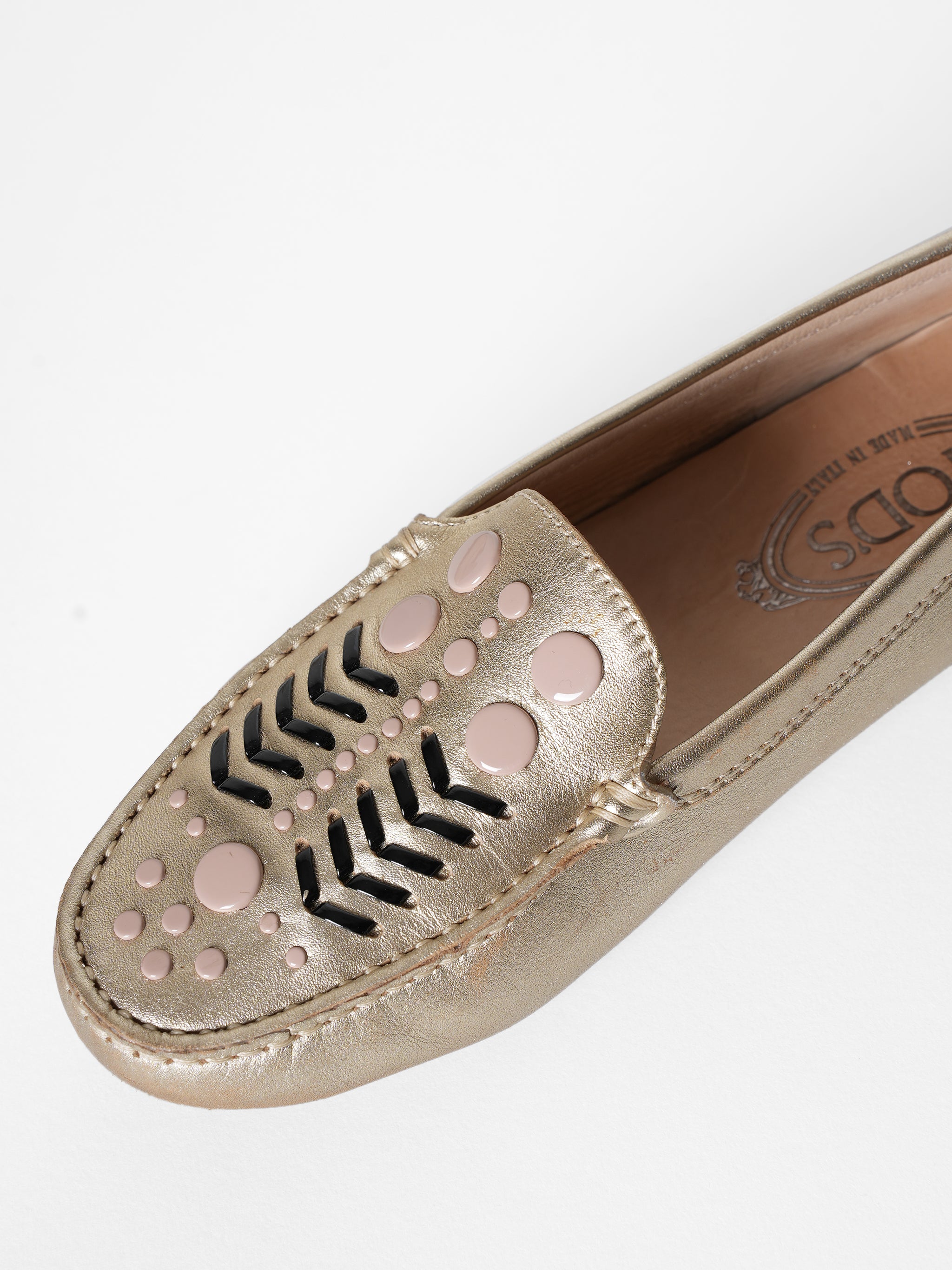 Tods Champagne Leather Moccasin