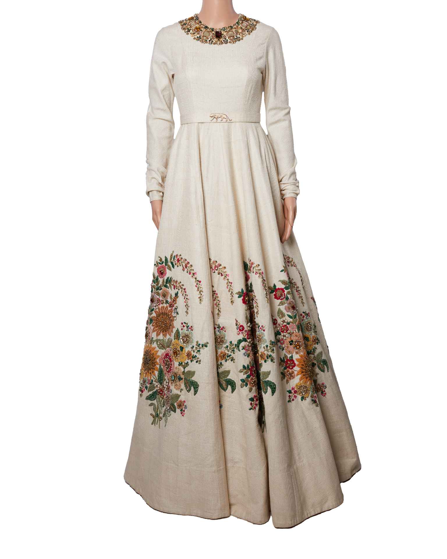 Sabyasachi Floral Embellished Dress With Sabyasachi Waist Belt