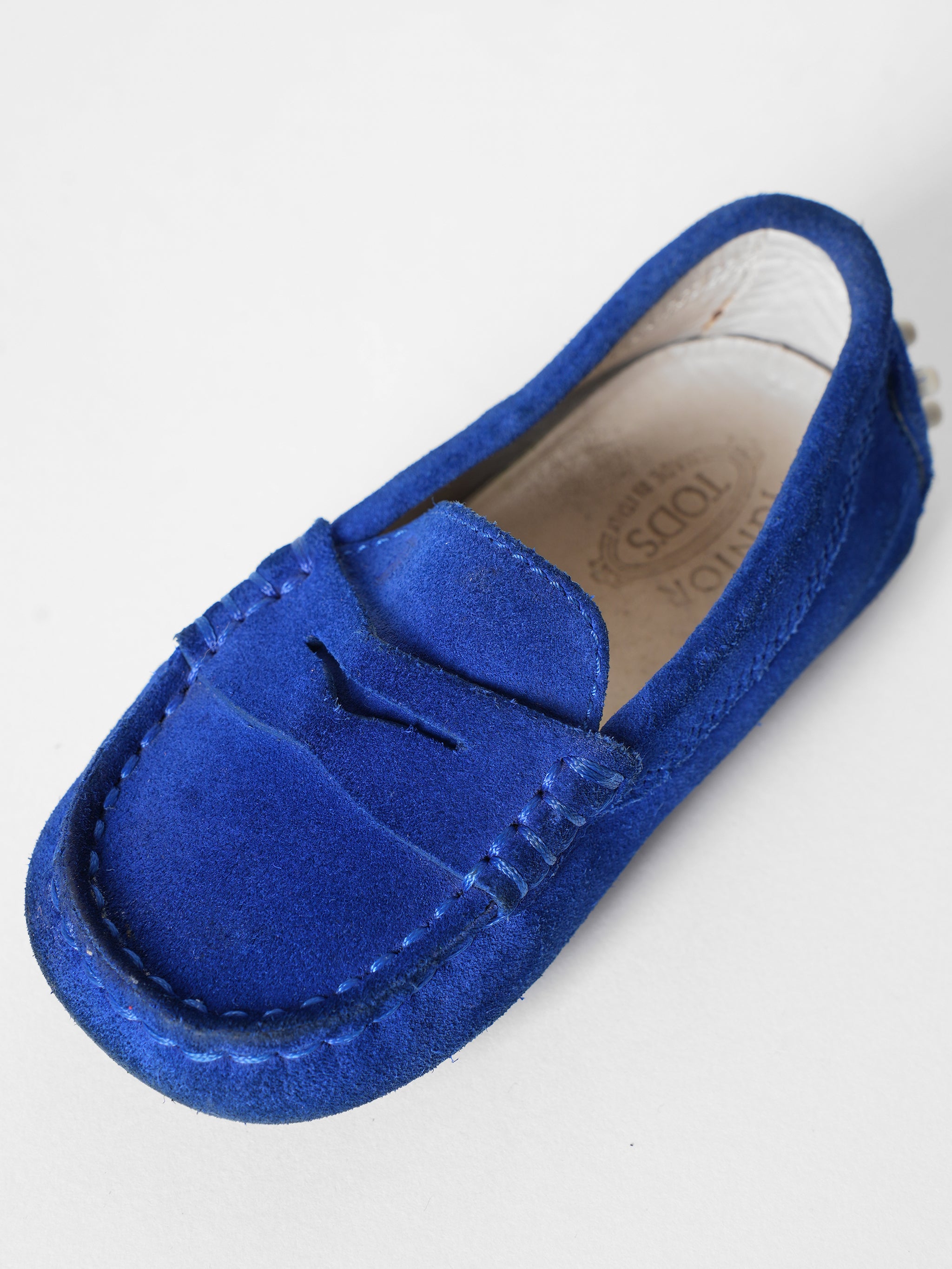 Tod's Blue Suede Moccasin