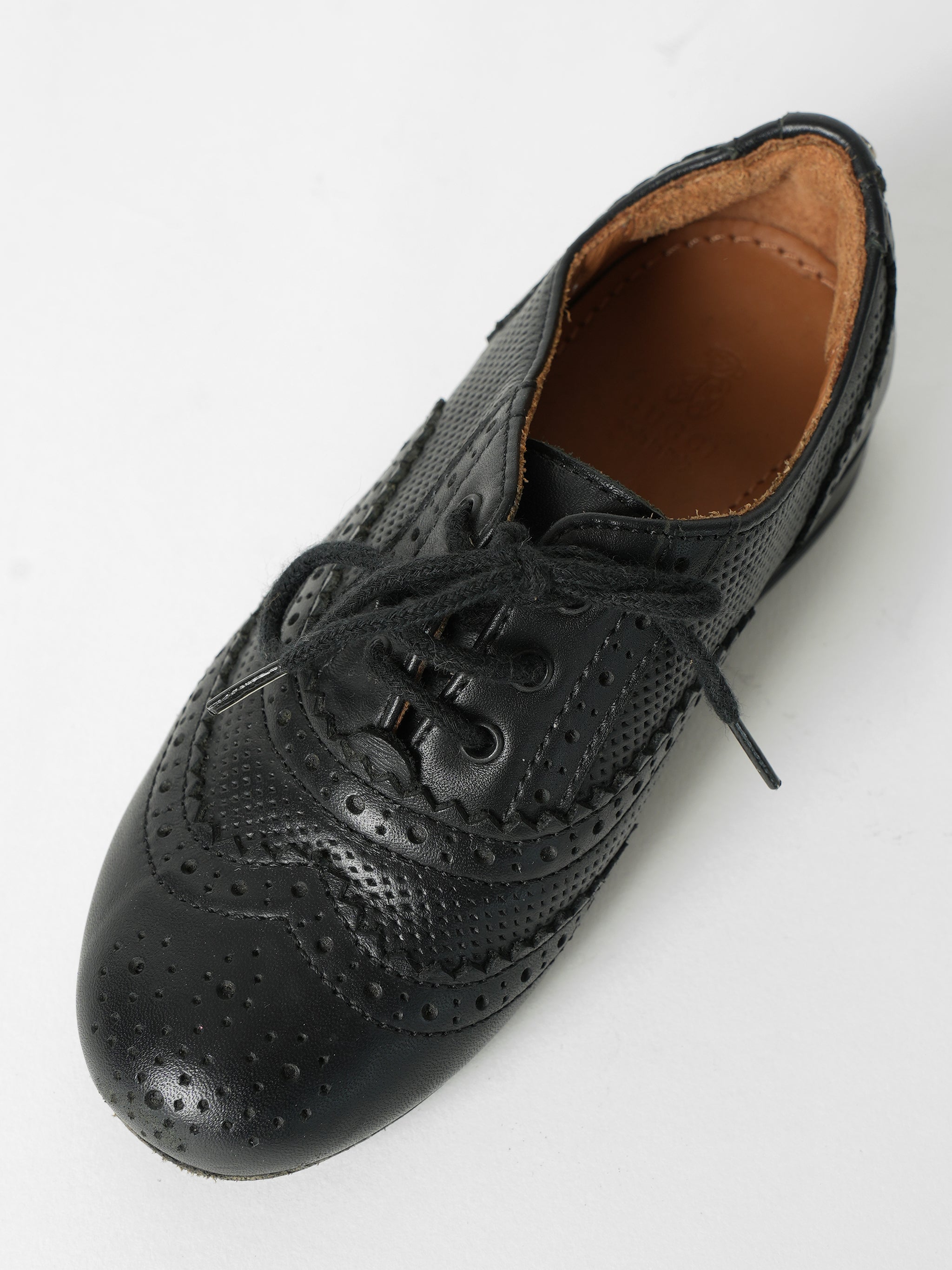 Gucci Toddler Black Wingtip GG Logo Laceup Oxford Shoes