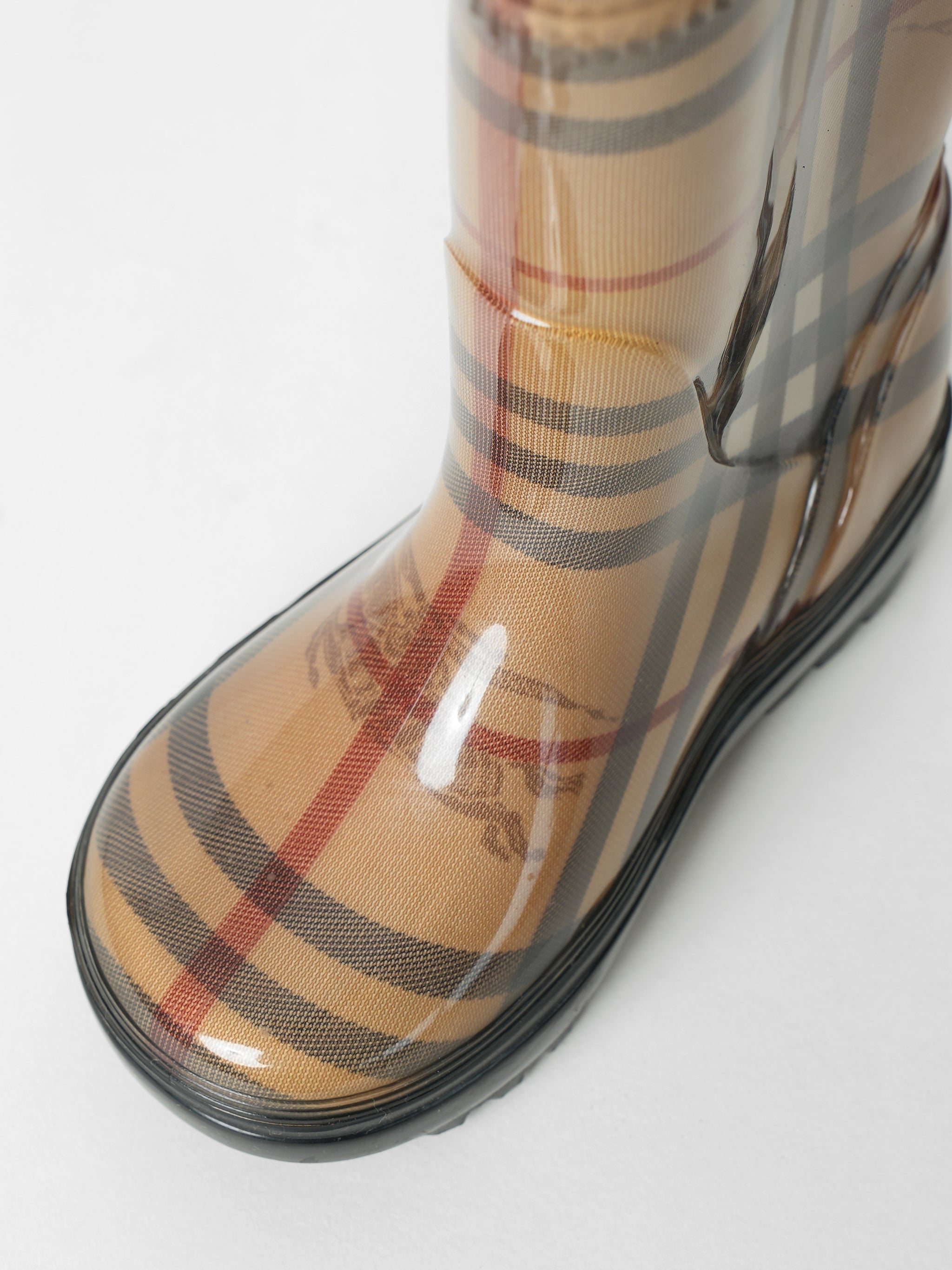 Burberry check panel rain sales boots