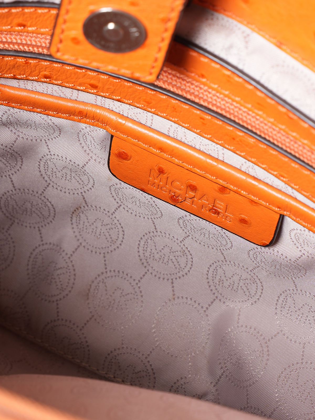 Michael Kors Orange Sutton Ostrich Handbag