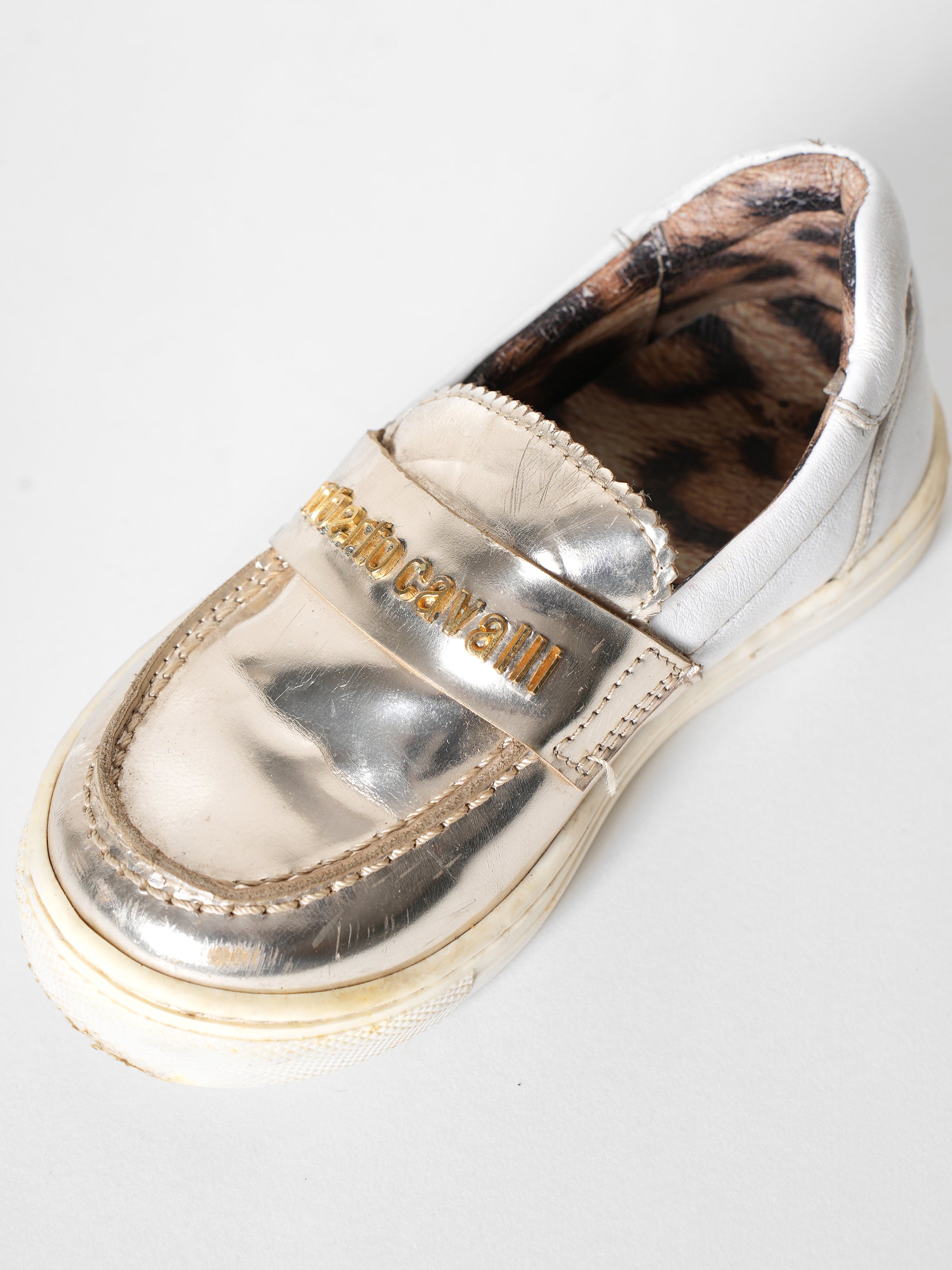 Roberto Cavalli Silver Flat Shoes