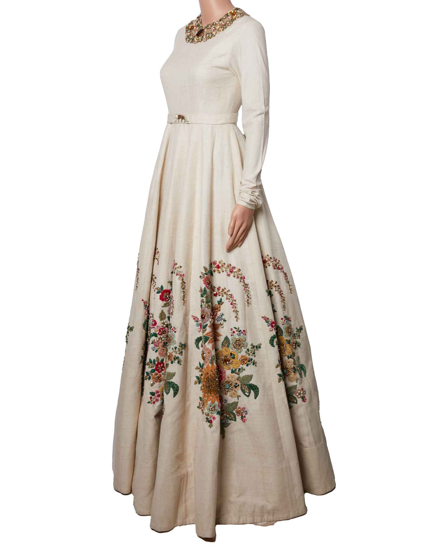 Sabyasachi Floral Embellished Dress With Sabyasachi Waist Belt