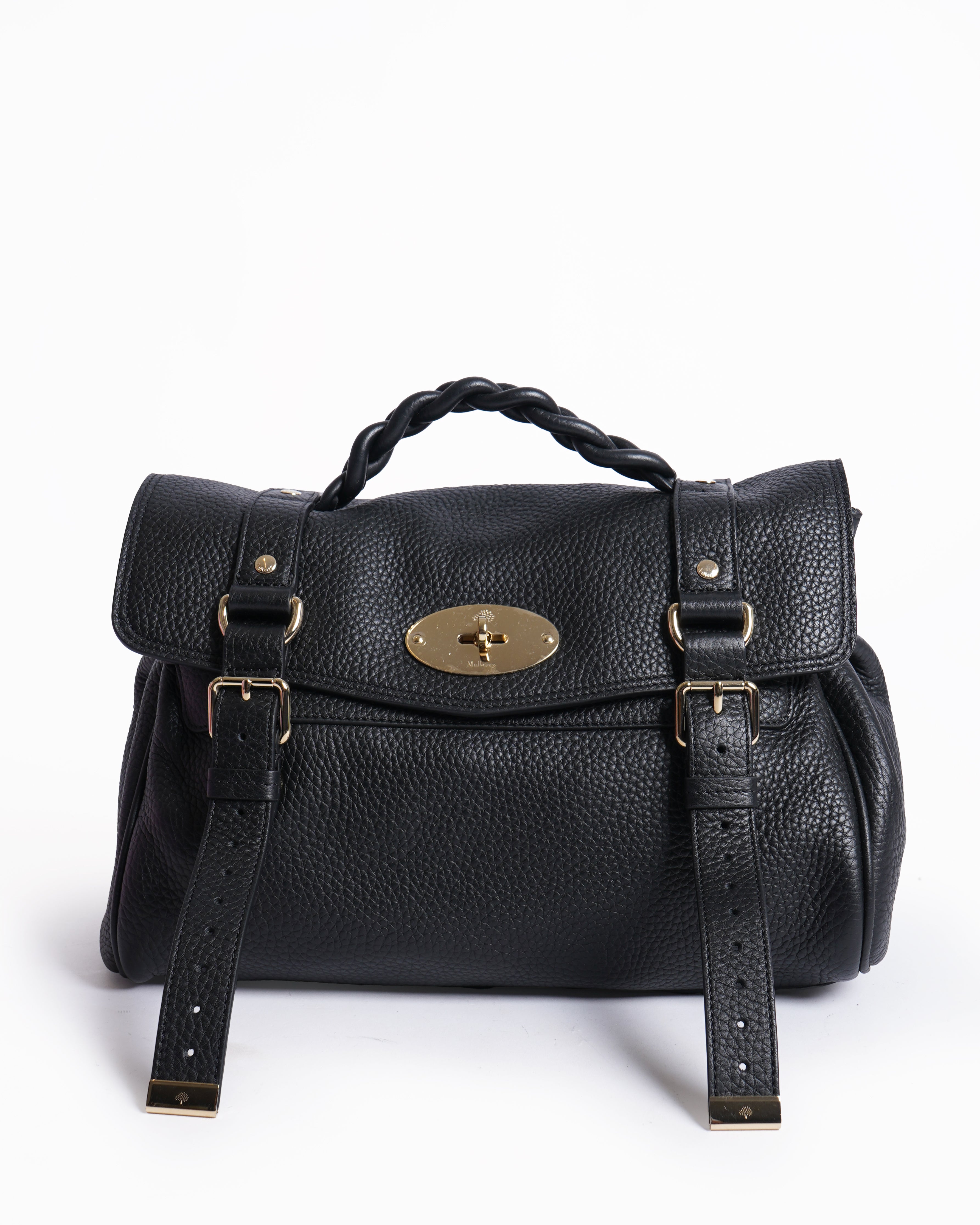 Mulberry Black Heavy Grain Alexa Satchel