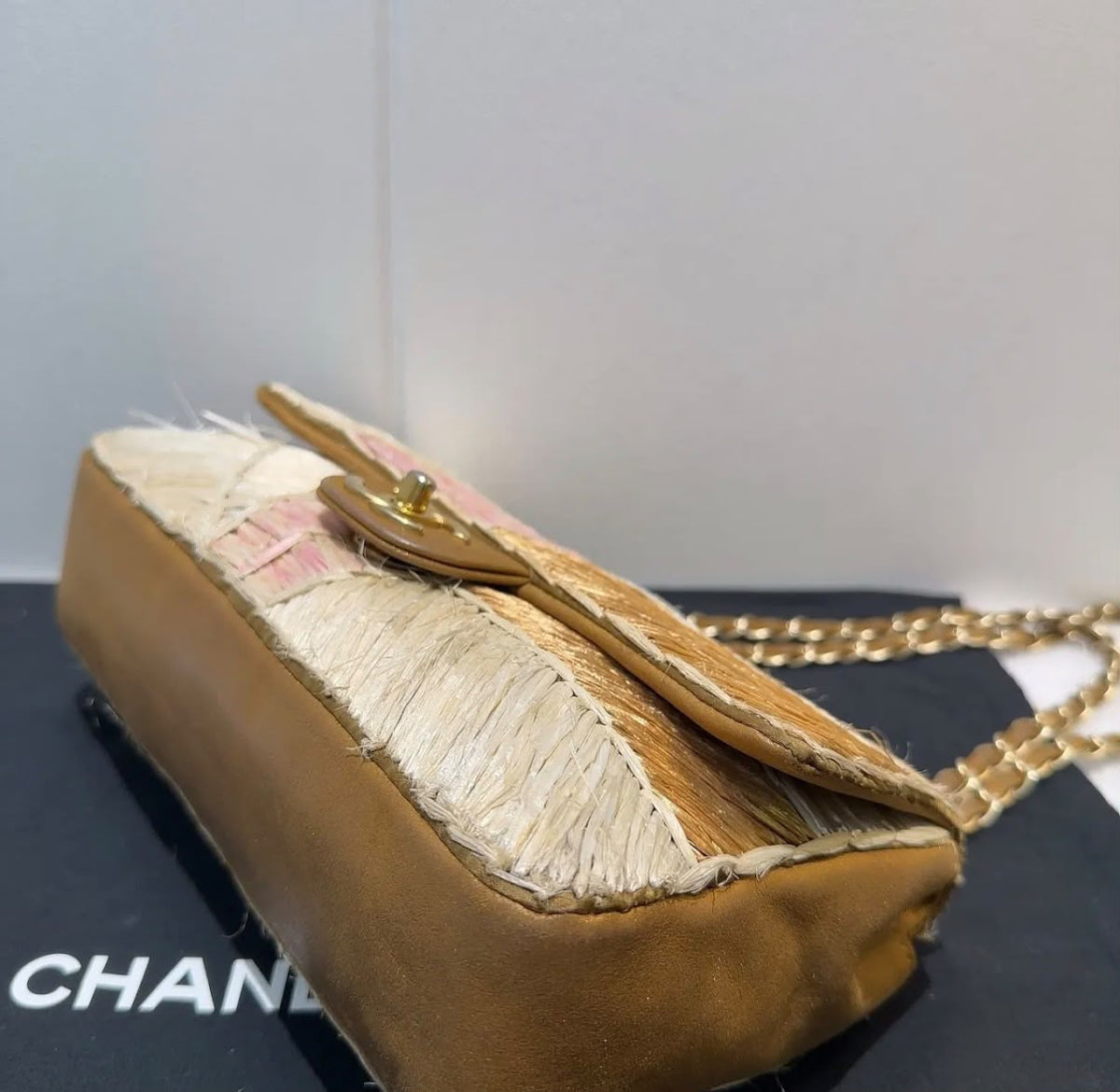 Chanel Multicolor Patchwork Raffia Classic Flap Bag